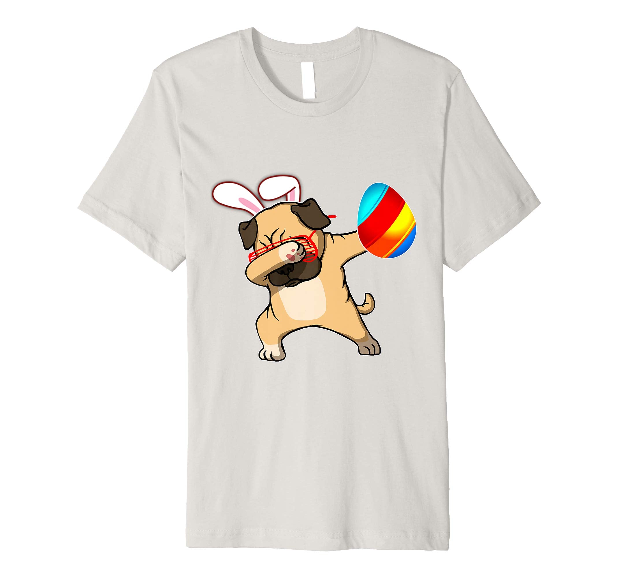Easter Bunny Dabbing Pug Dog Tshirt Egg Ears Animal Gift
