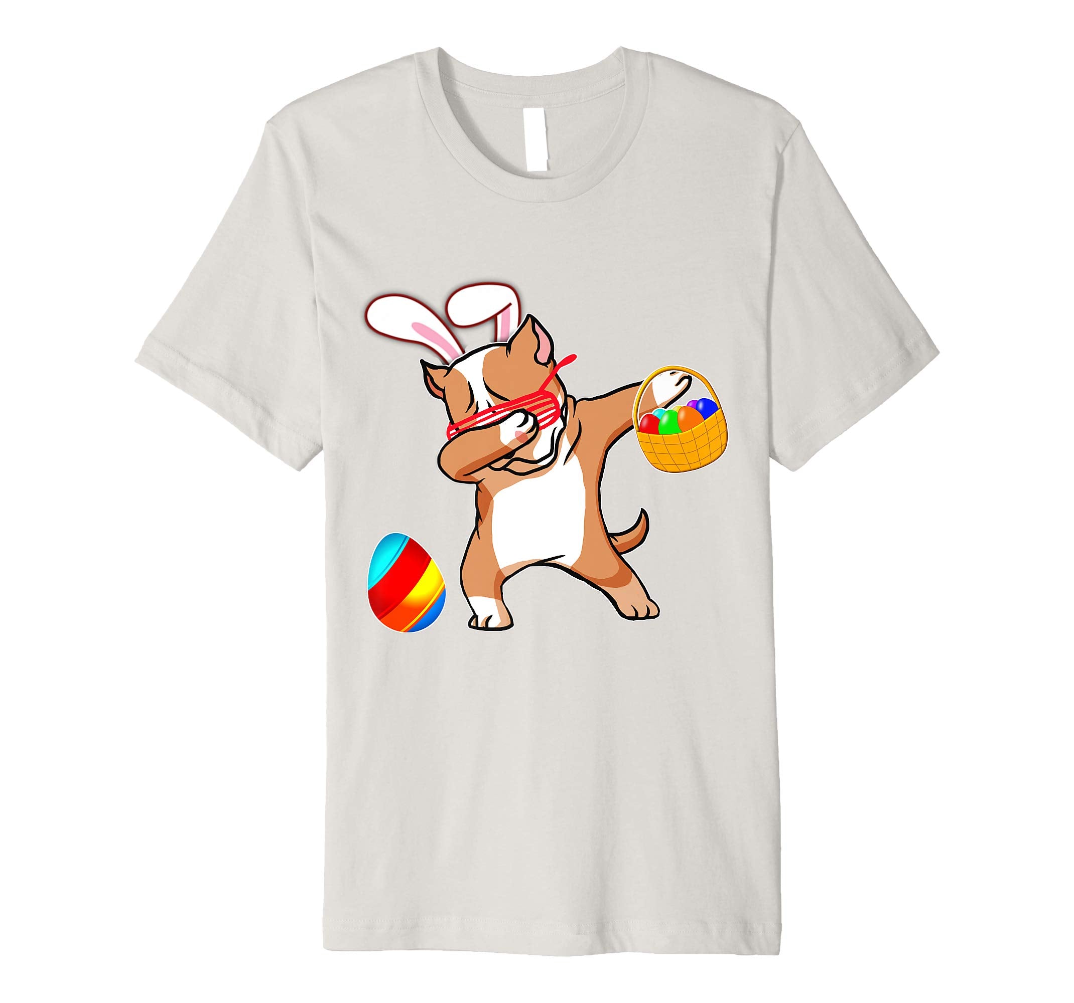 Easter Bunny Dabbing Pitbull Dog Tshirt Easter Egg Basket