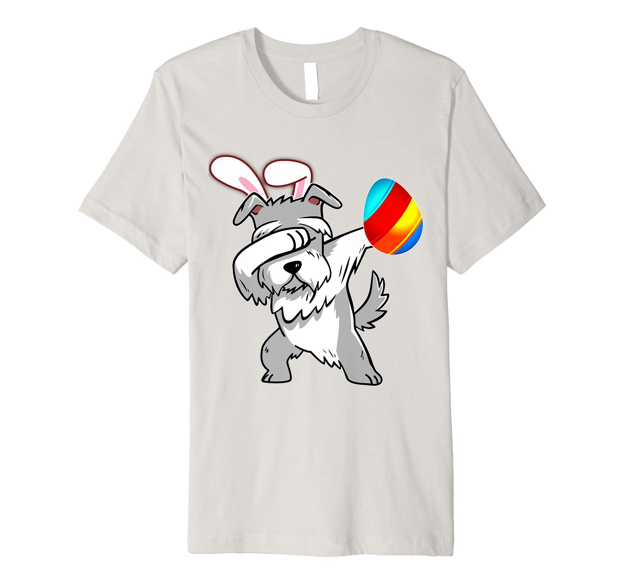 Easter Bunny Dabbing Schnauzer Dog Tshirt Egg Ears Gift