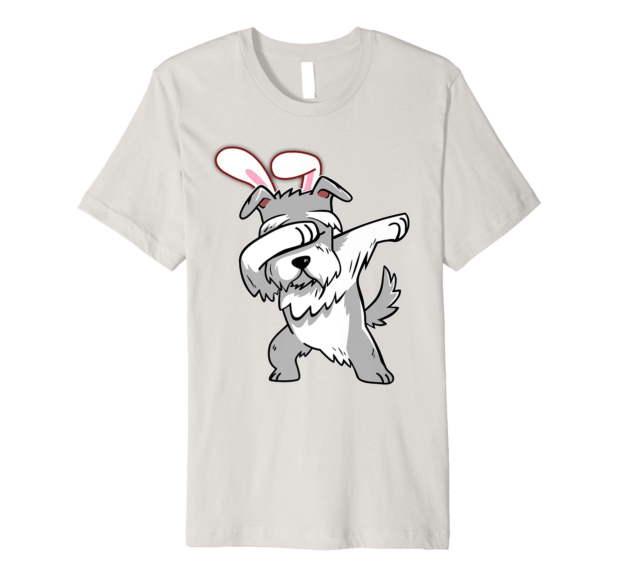 Easter Bunny Dabbing Schnauzer Dog Tshirt Rabbit Ears Gift