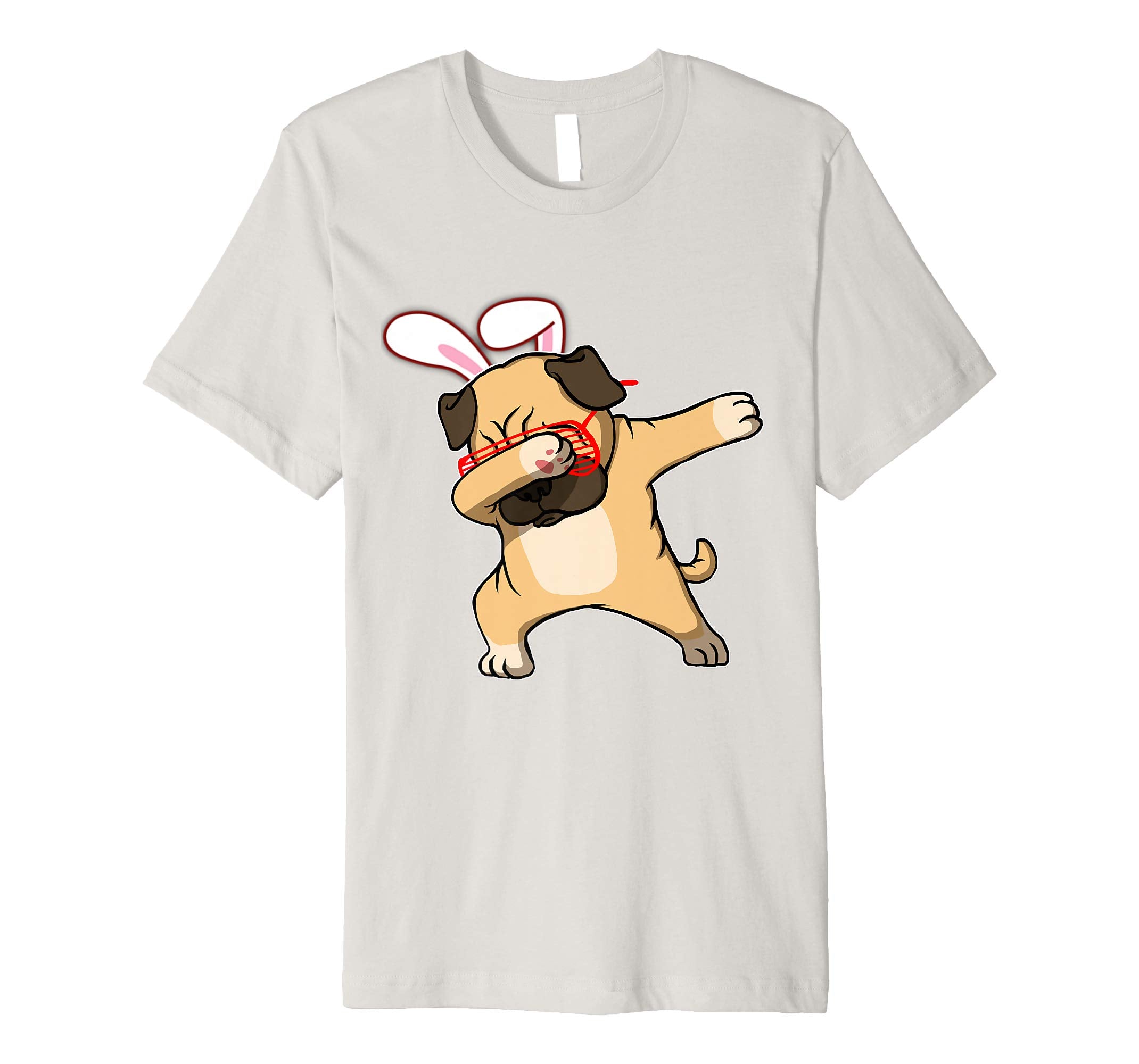 Easter Bunny Dabbing Pug Dog Tshirt Rabbit Ears Animal Gift