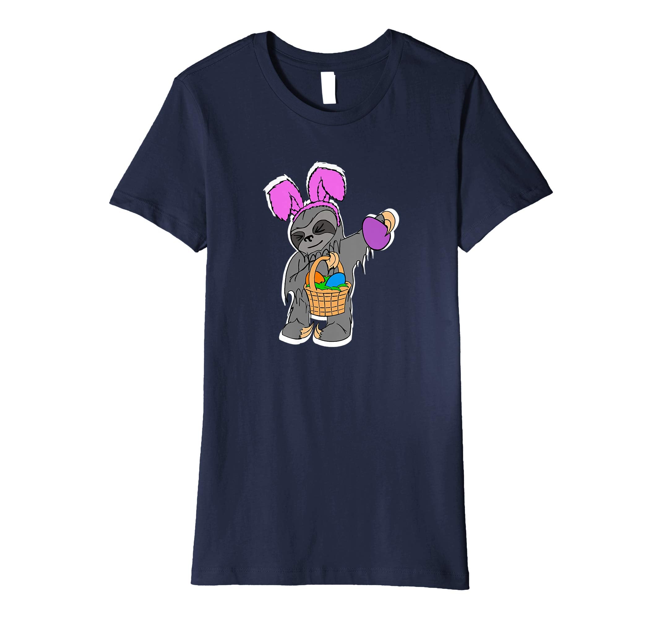 Womens Funny Sloth Bunny Shirt Cute Easter Basket Gift Idea