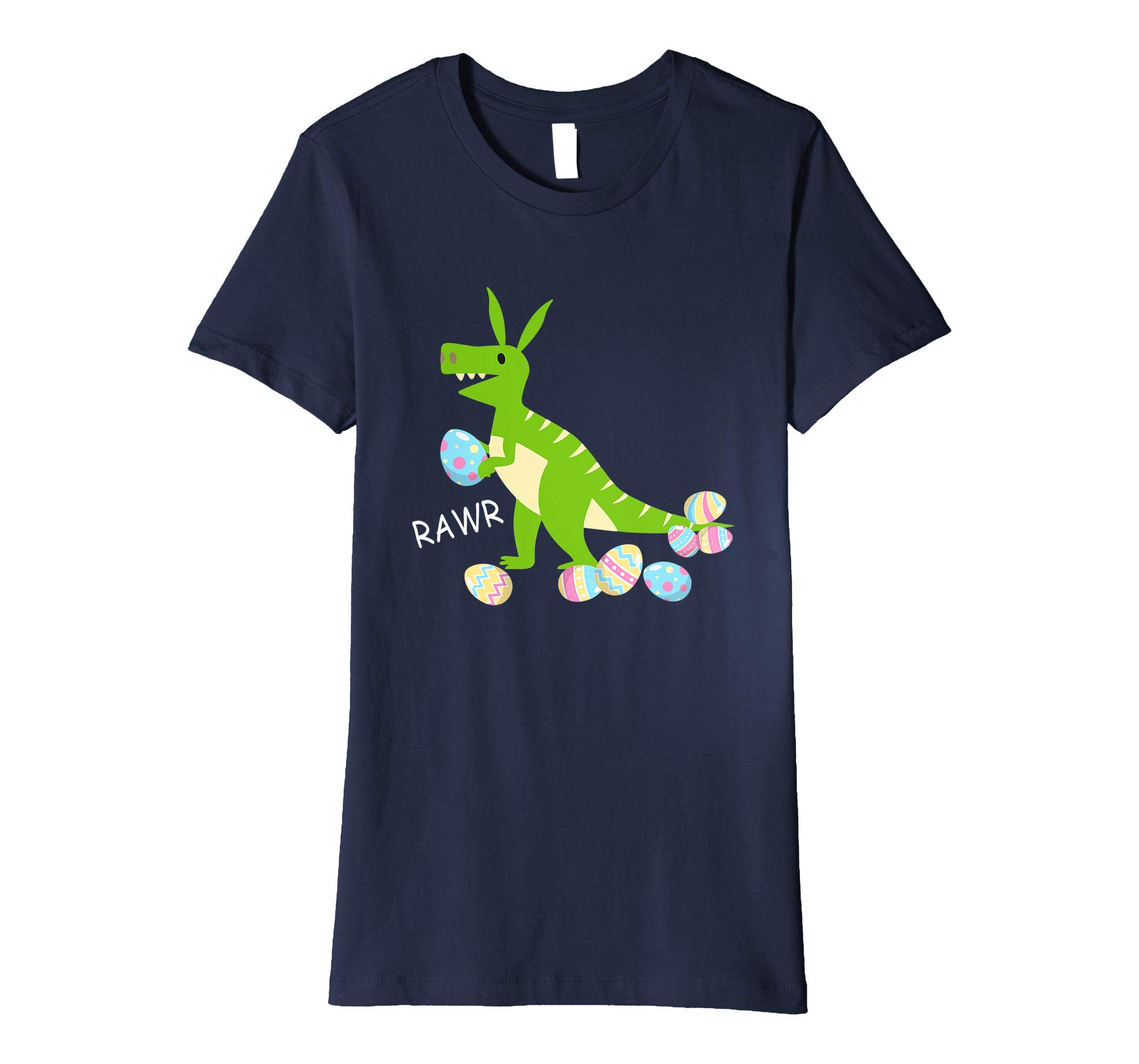 Green Dinosaur T-rex Bunny Playing Easter Eggs Happy Shirt