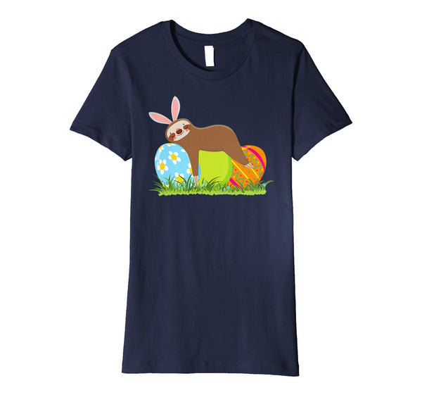 Funny Sloth Easter Day Bunny Ear Egg Easter Shirt Boys Girls