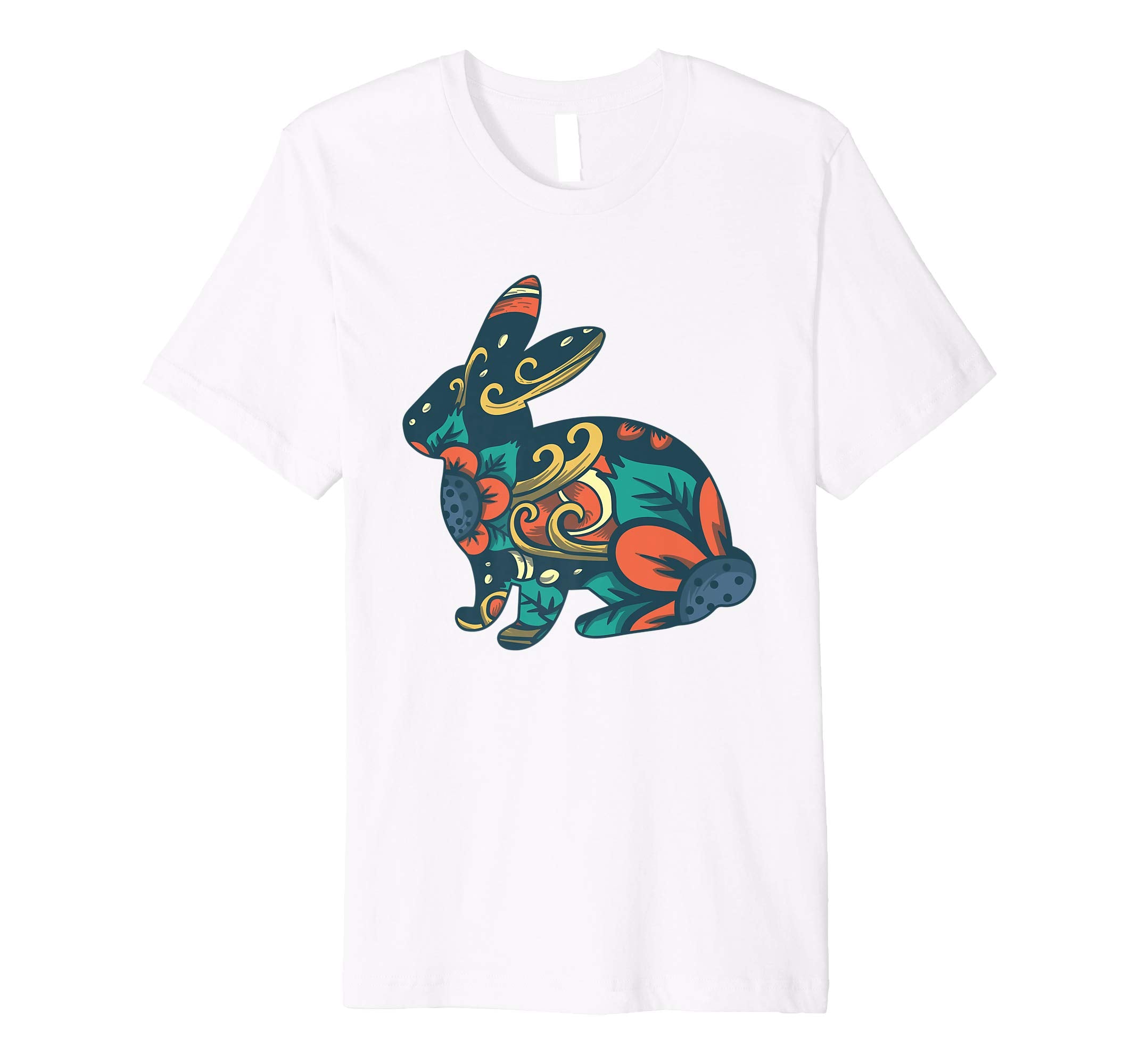 Easter T Shirt with Cute Bunny and Orange Flowers