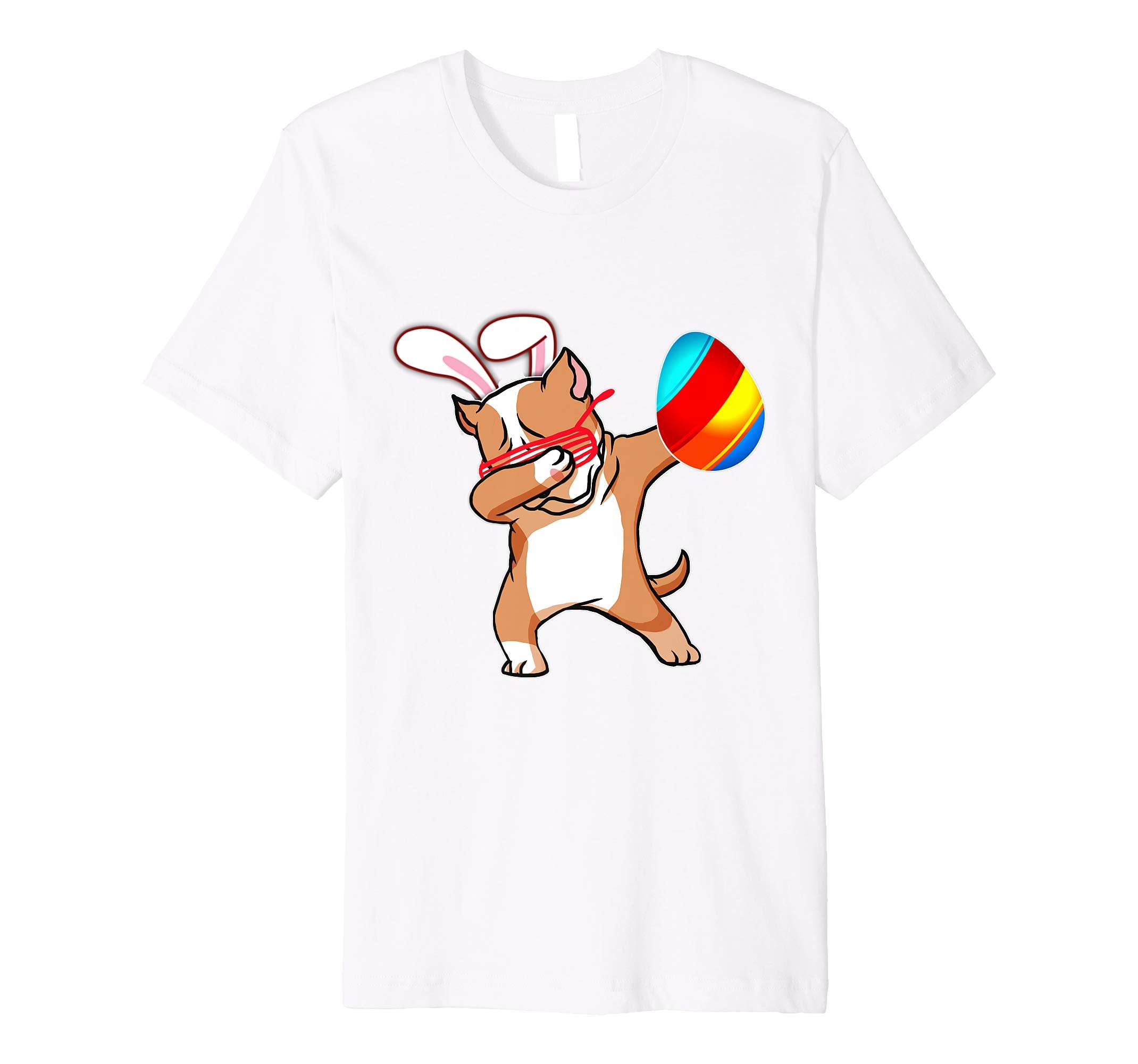 Easter Bunny Dabbing Pitbull Dog Tshirt Egg Ears Animal Gift