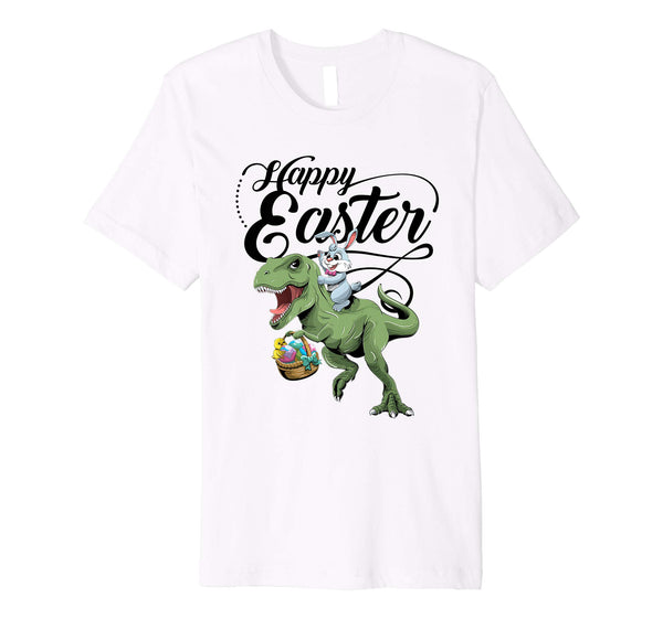 Easter T Shirt for Kids with Cool Bunny and T-rex Egg Hunt