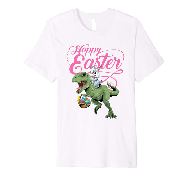 Easter T Shirt for Kids with Cool Bunny and T-rex Egg Hunt