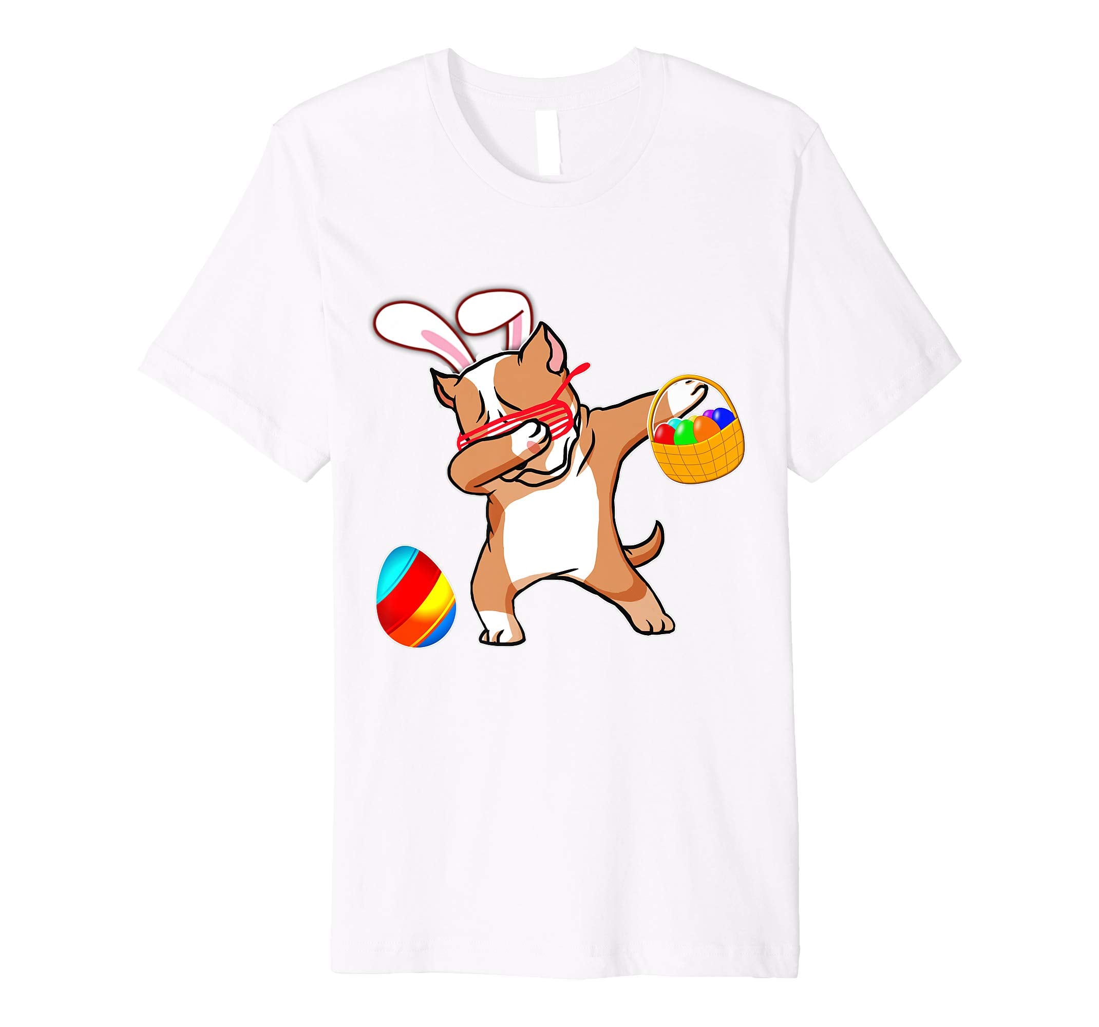 Easter Bunny Dabbing Pitbull Dog Tshirt Easter Egg Basket