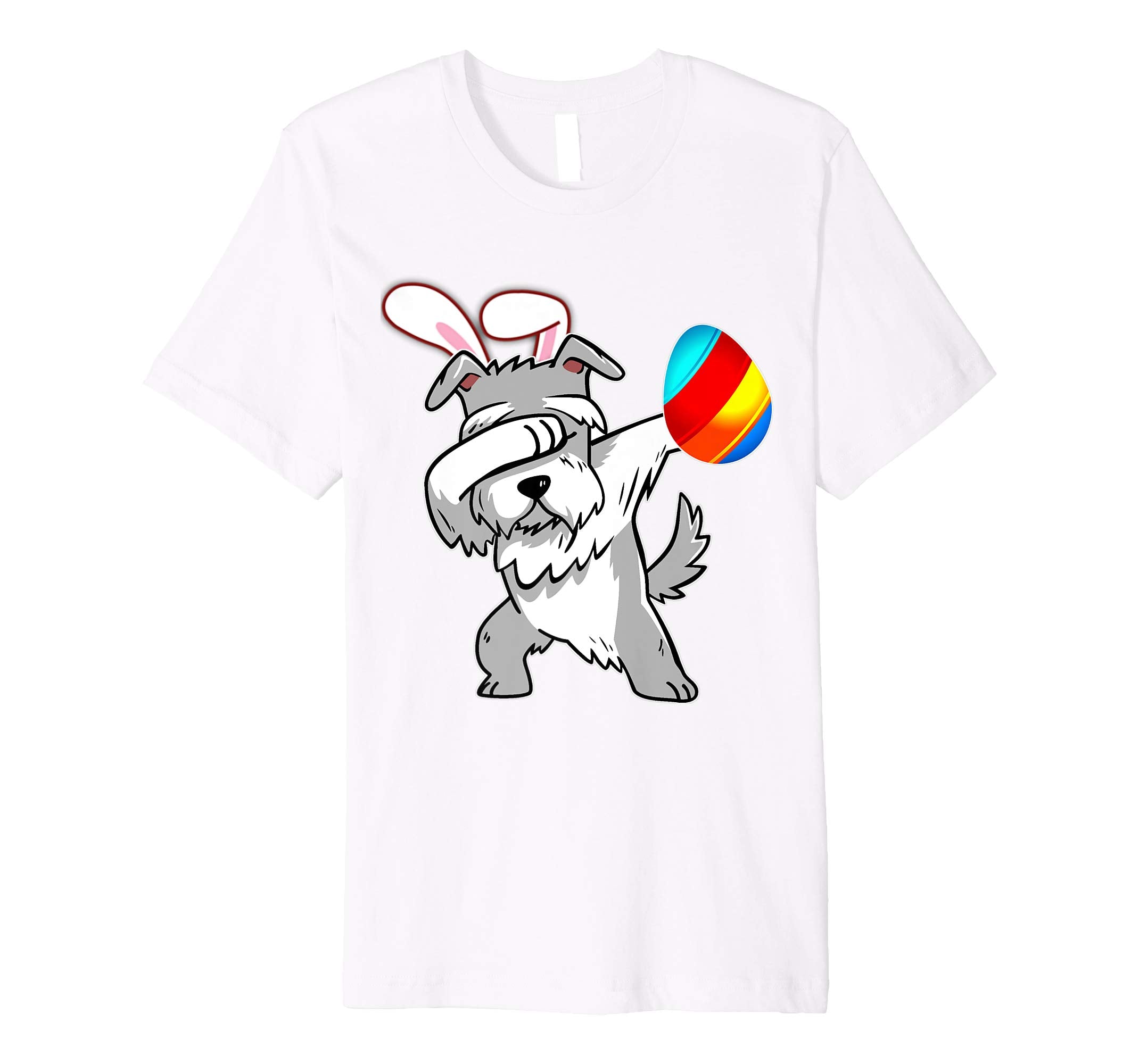 Easter Bunny Dabbing Schnauzer Dog Tshirt Egg Ears Gift