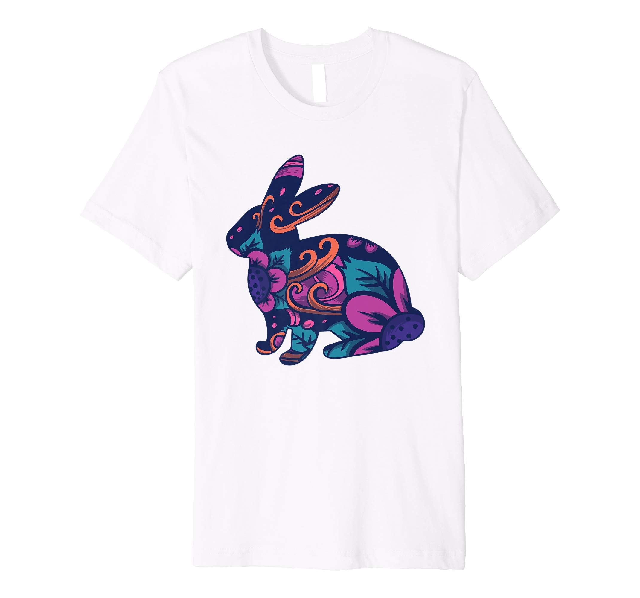 Easter T Shirt with Cute Bunny and Purple Flowers
