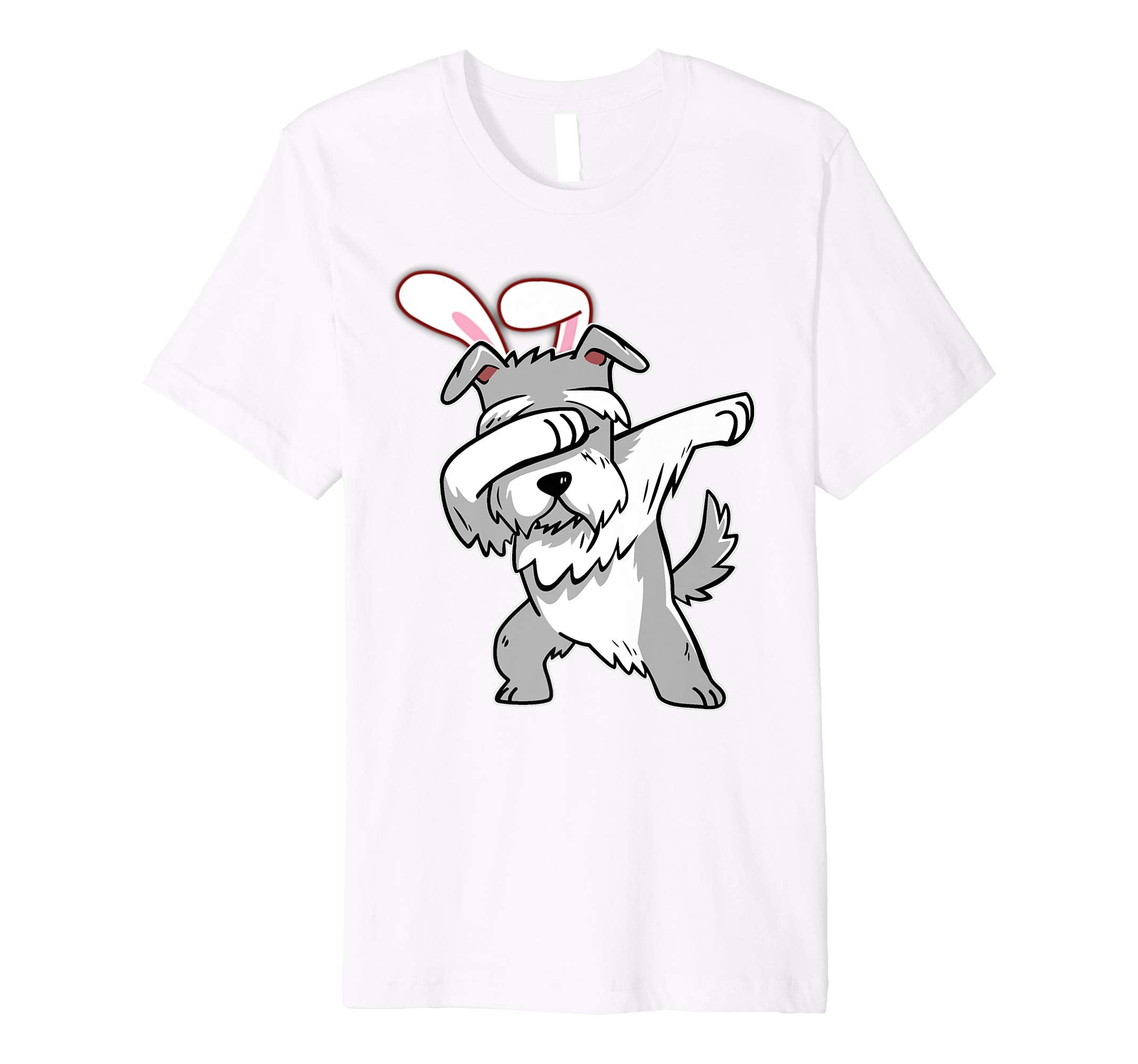Easter Bunny Dabbing Schnauzer Dog Tshirt Rabbit Ears Gift
