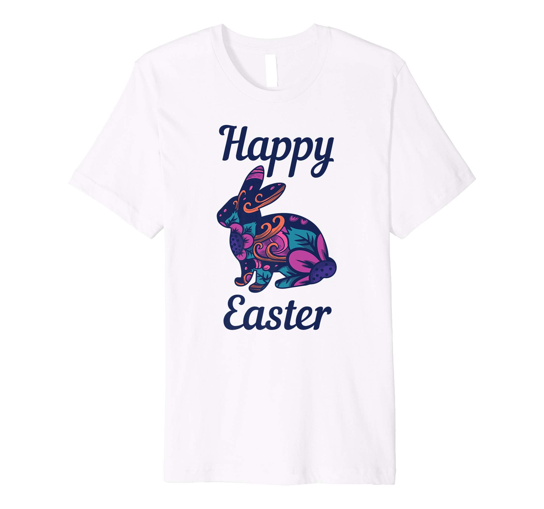 Easter T Shirt with Cute Bunny and Purple Flowers