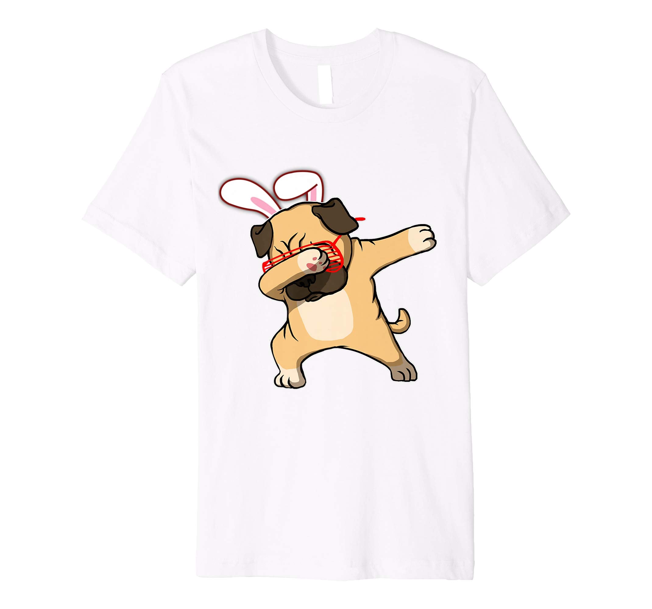 Easter Bunny Dabbing Pug Dog Tshirt Rabbit Ears Animal Gift