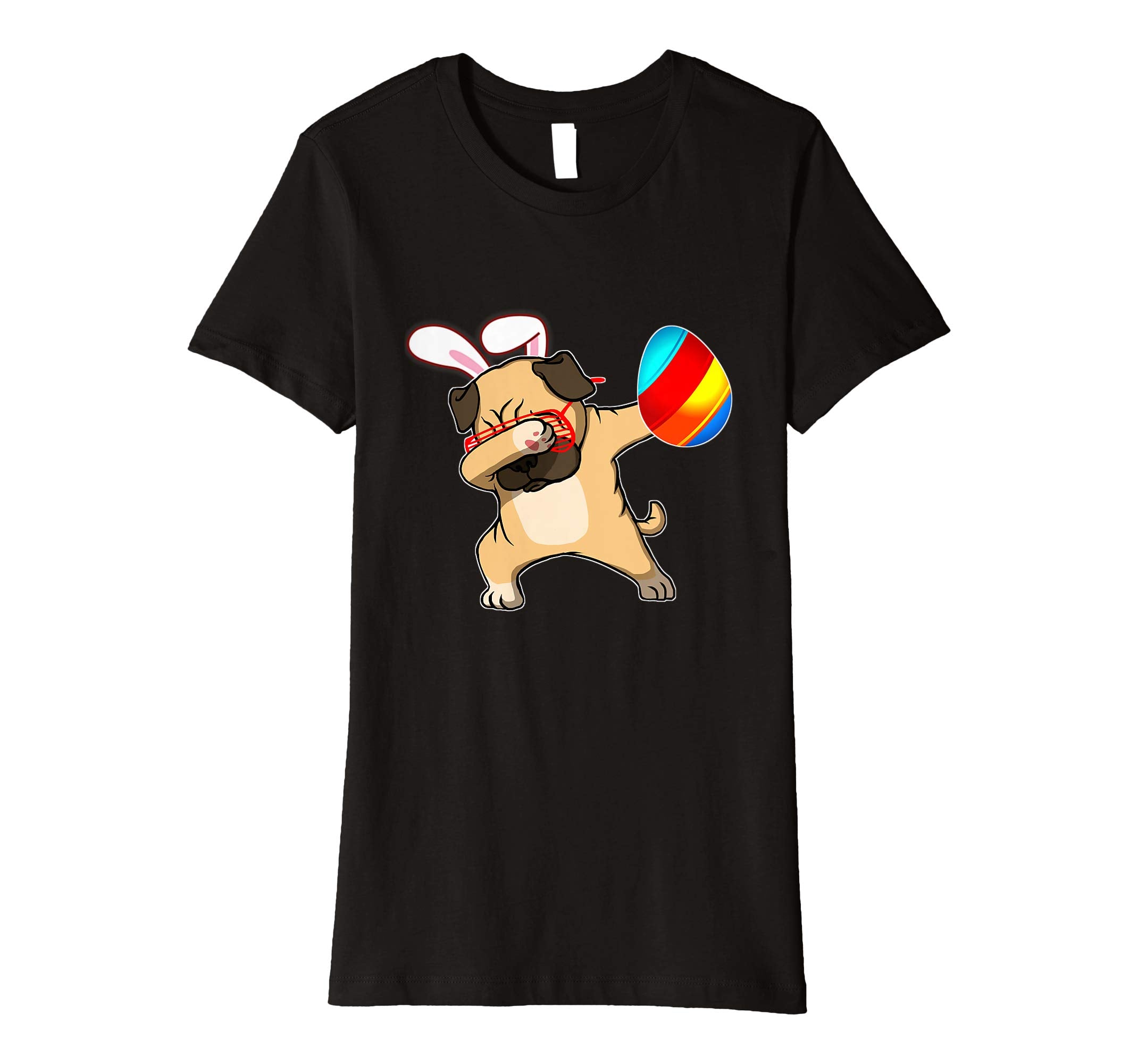 Easter Bunny Dabbing Pug Dog Tshirt Egg Ears Animal Gift