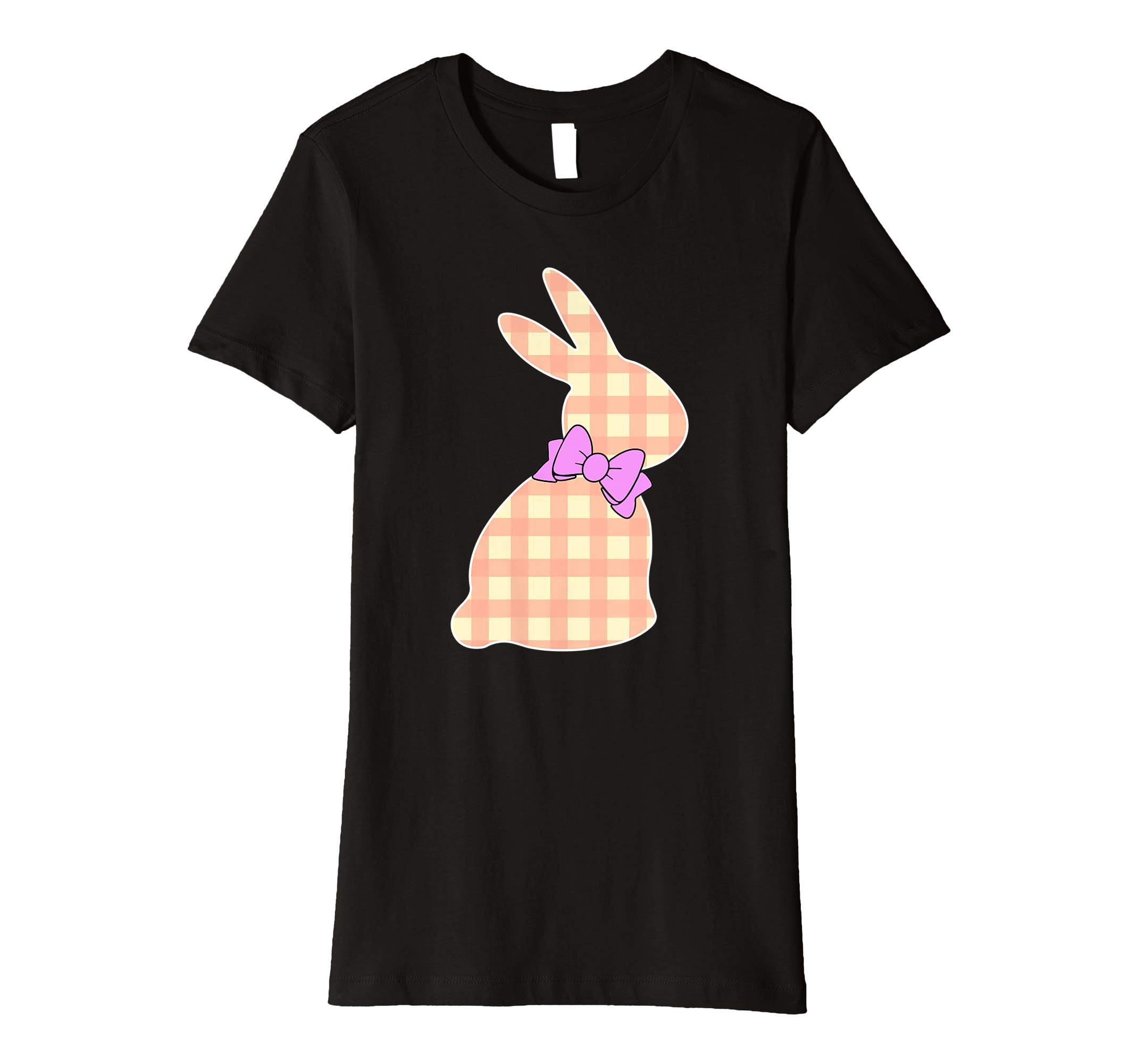 Happy Easter Buffalo Plaid Bunny Bow Boys Girls Kids T Shirt