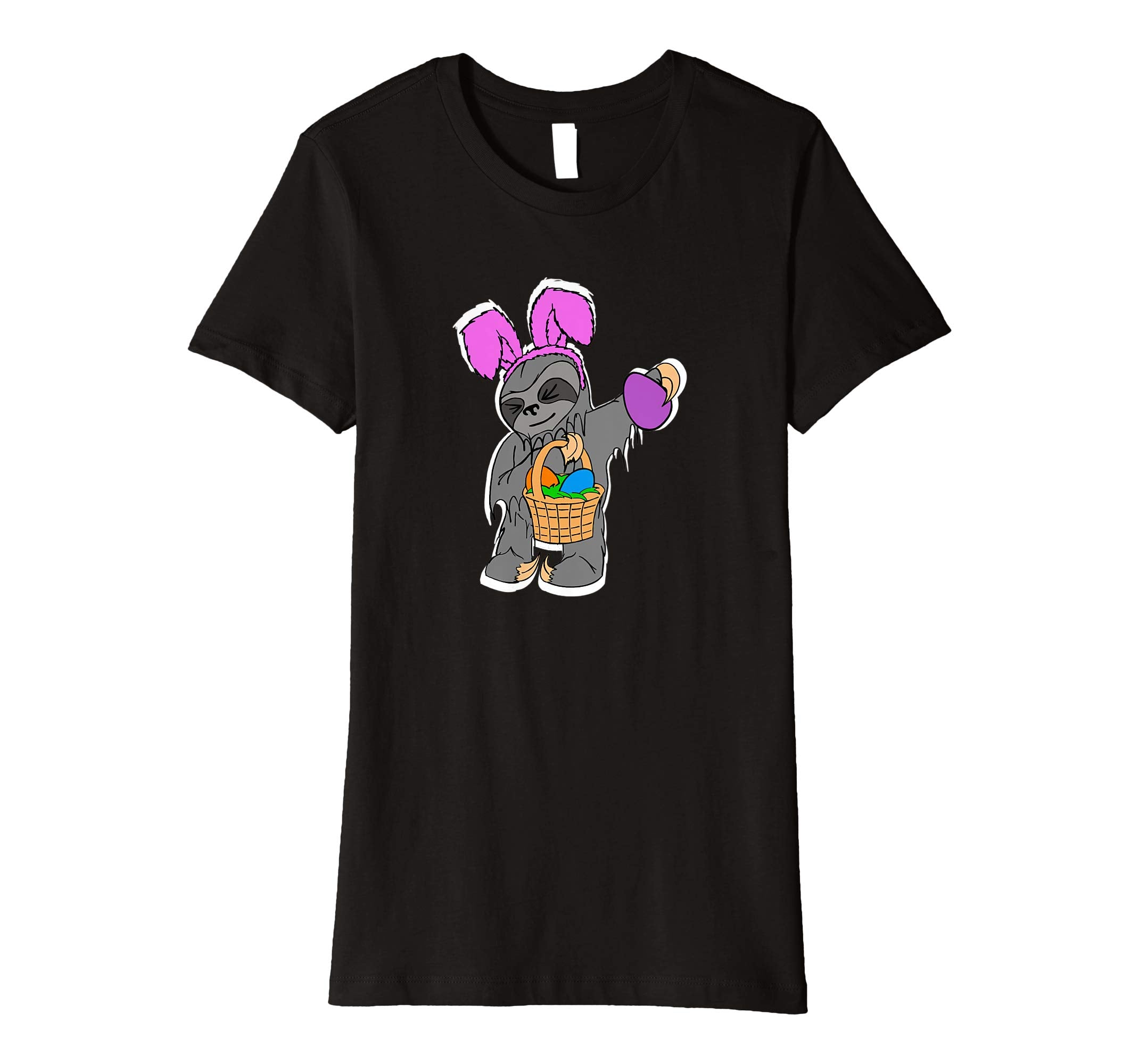 Womens Funny Sloth Bunny Shirt Cute Easter Basket Gift Idea