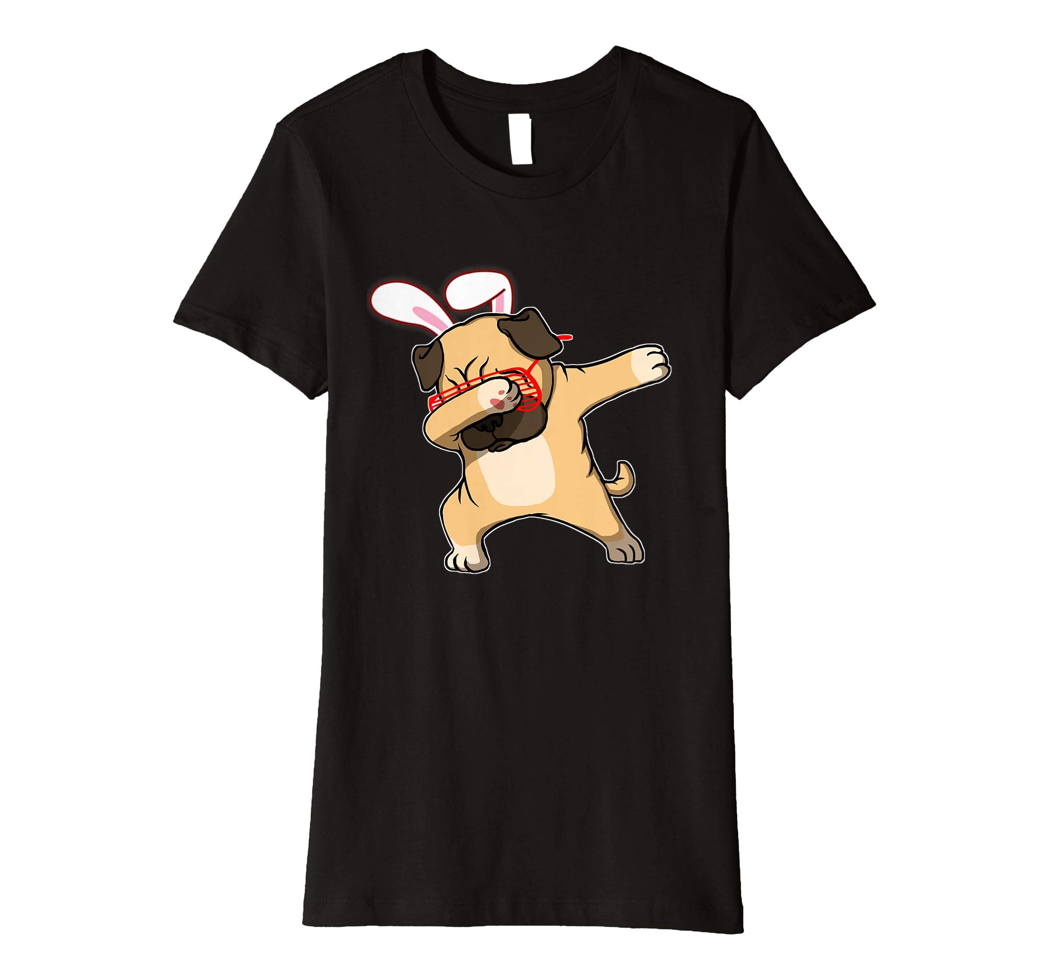Easter Bunny Dabbing Pug Dog Tshirt Rabbit Ears Animal Gift