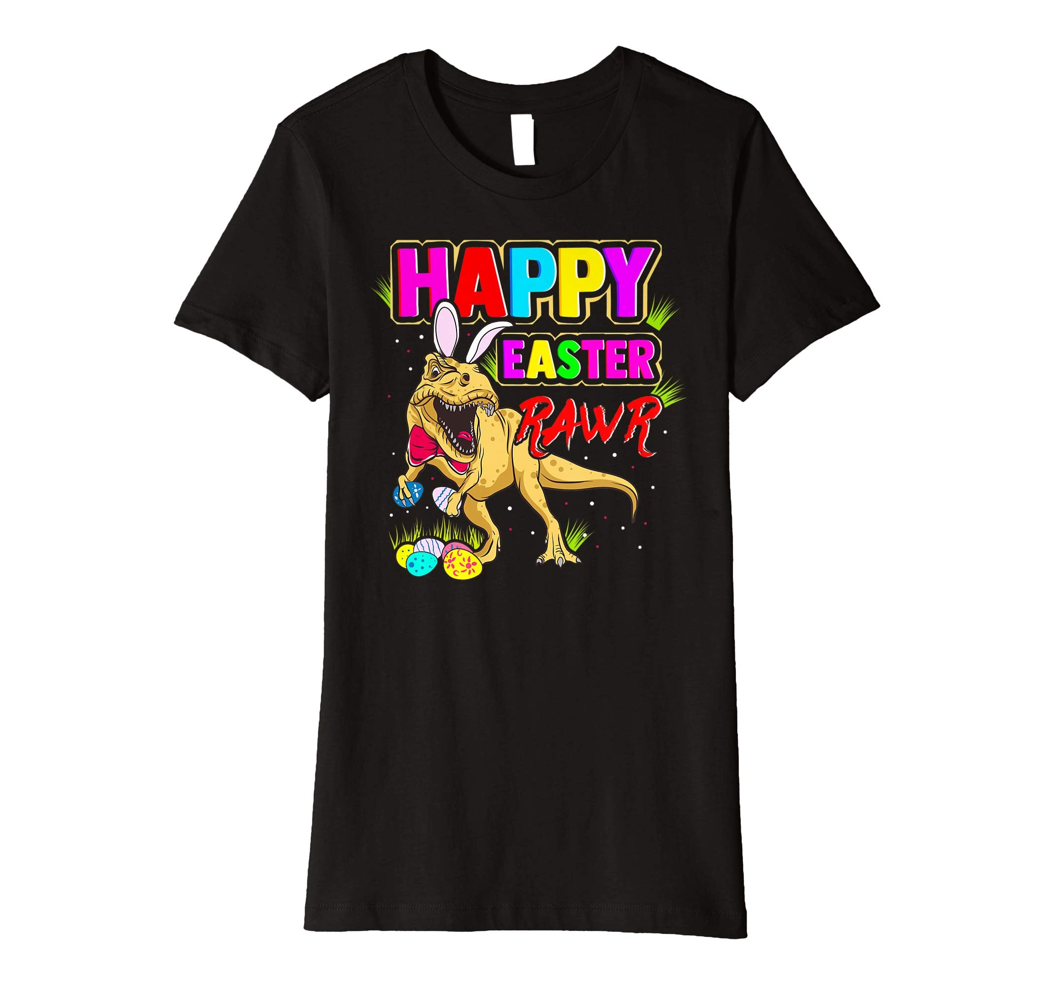 T-Rex Dinosaur Easter Bunny Shirt Kids School Eggs Rawr