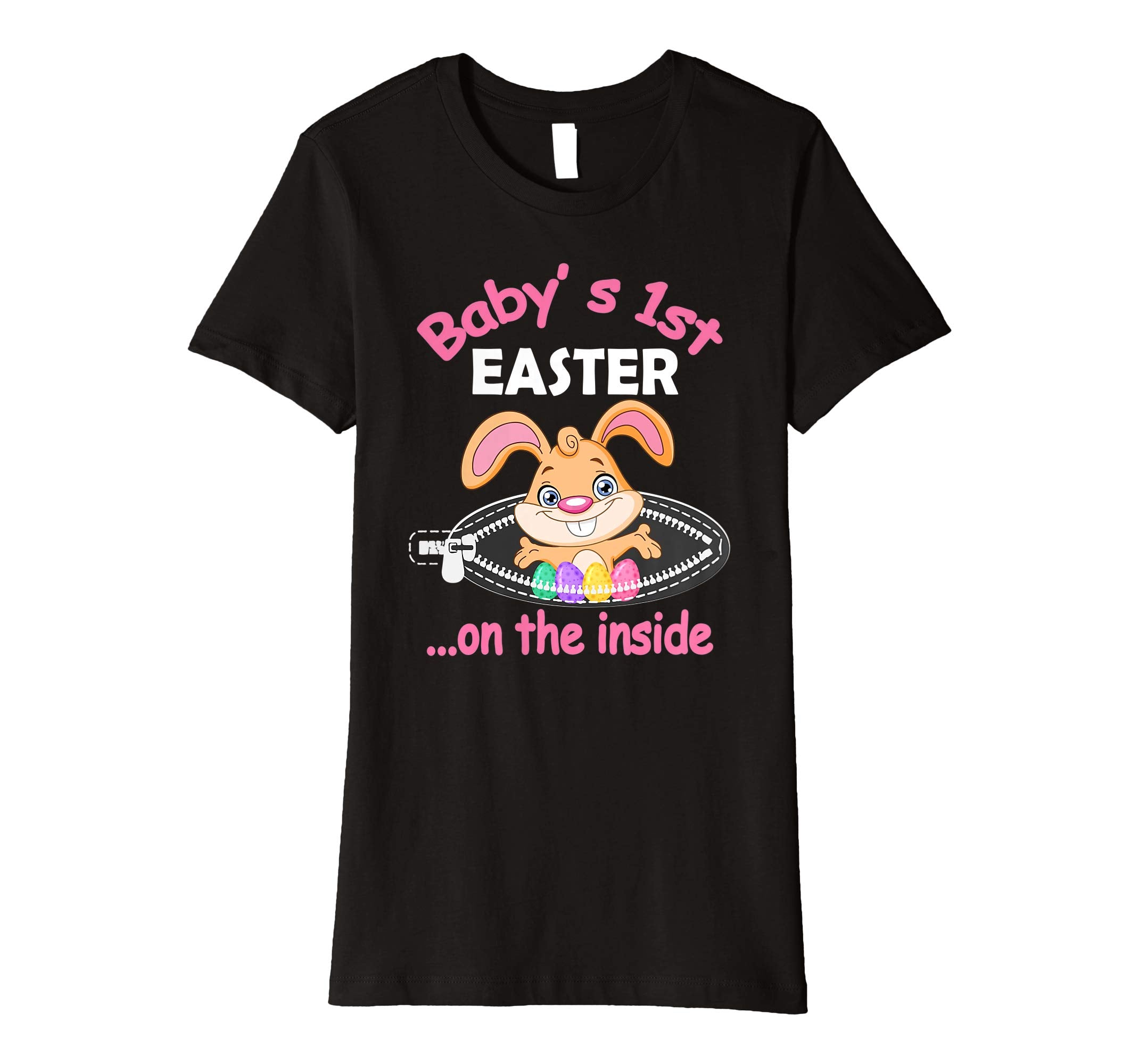 Pregnant Bunny &amp; Eggs Baby's 1st Easter On The Inside Shirt