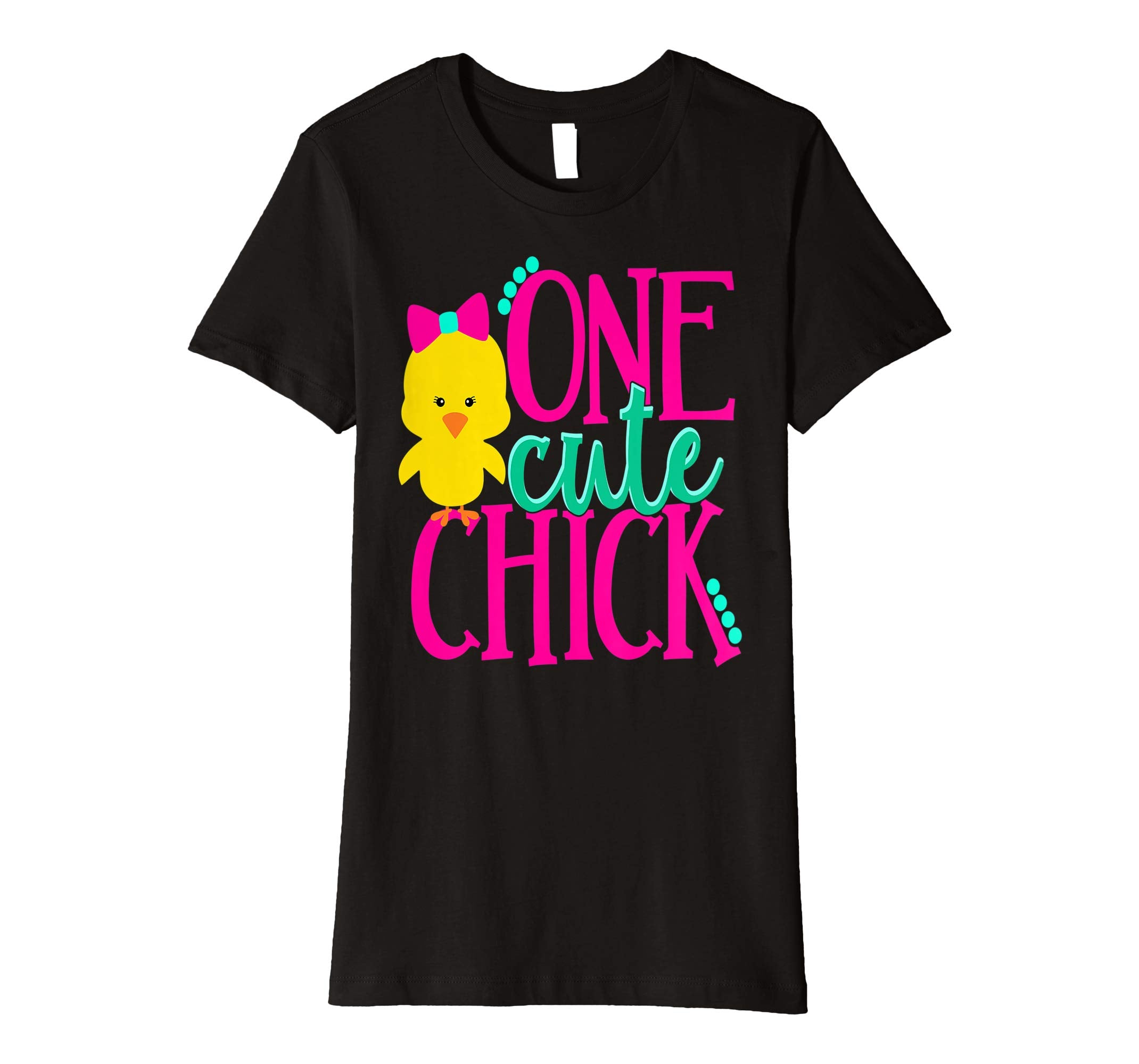 Girls Easter Shirt Kids One Cute Chick Spring Pink School
