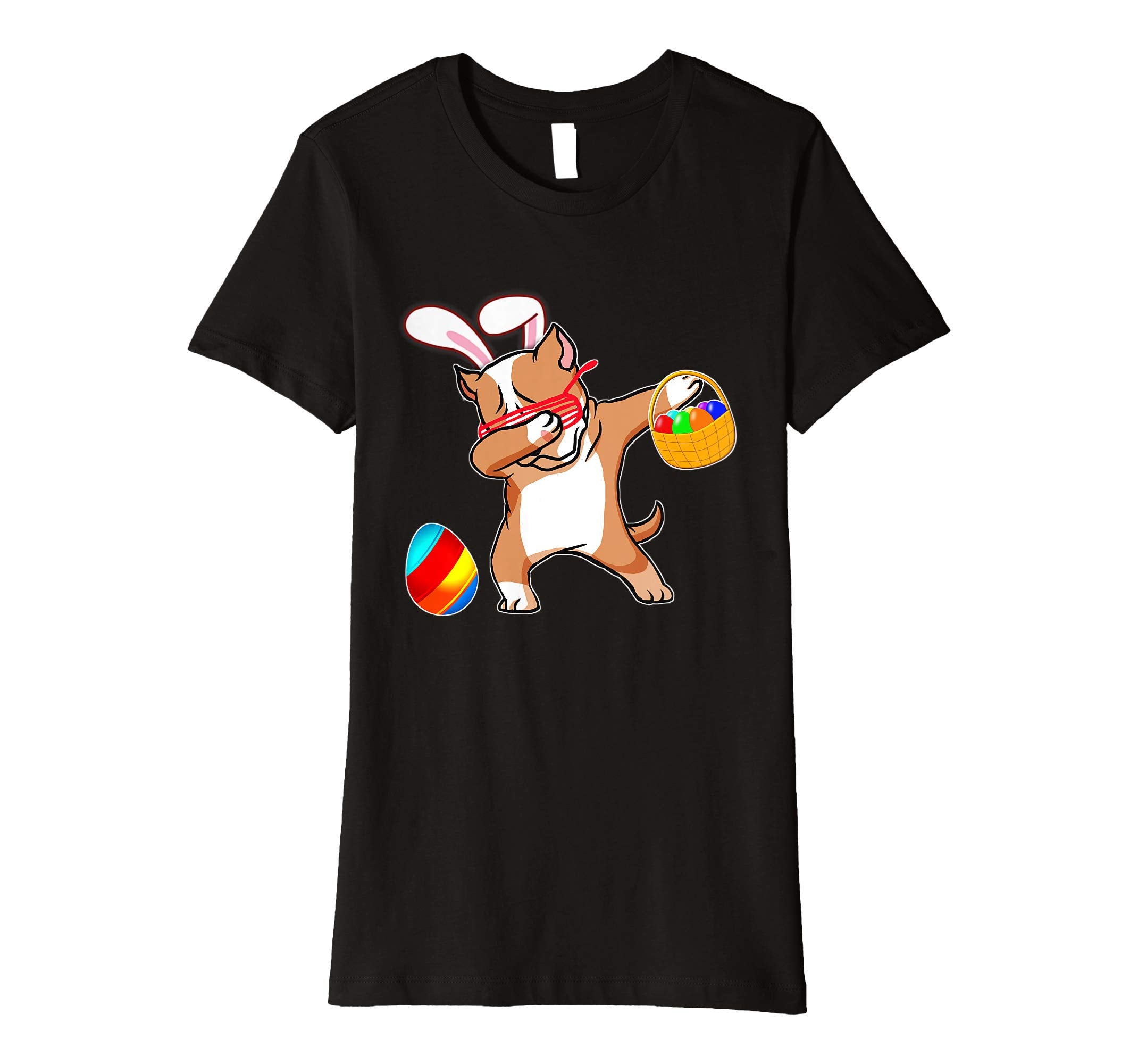 Easter Bunny Dabbing Pitbull Dog Tshirt Easter Egg Basket