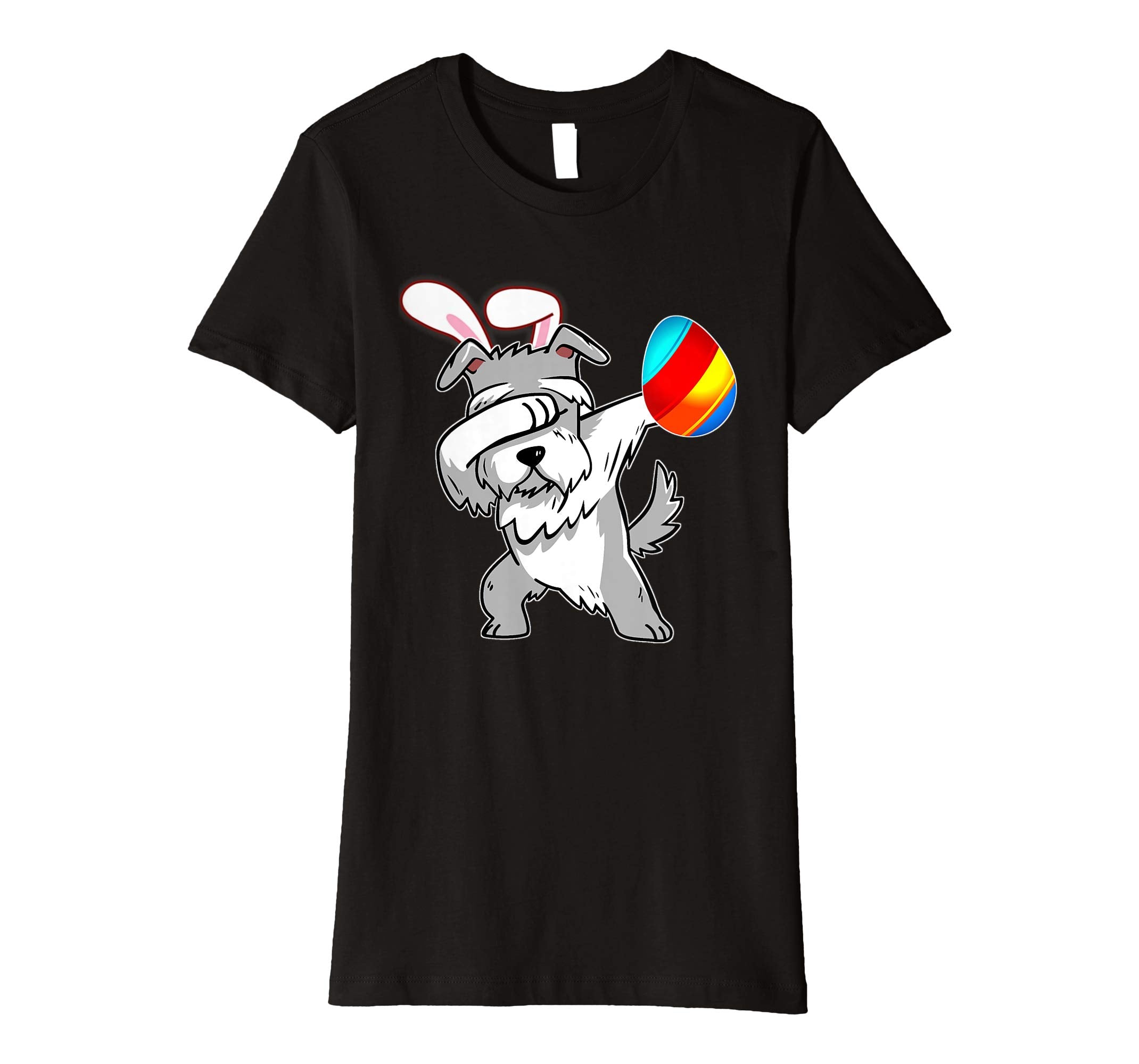 Easter Bunny Dabbing Schnauzer Dog Tshirt Egg Ears Gift