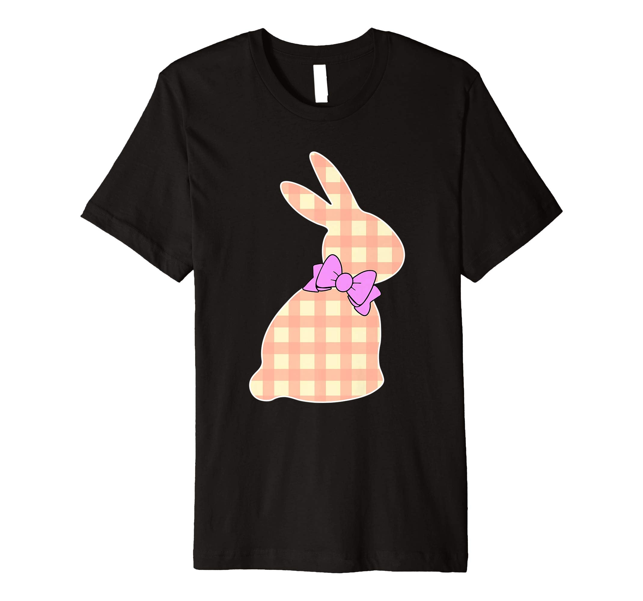 Happy Easter Buffalo Plaid Bunny Bow Boys Girls Kids T Shirt