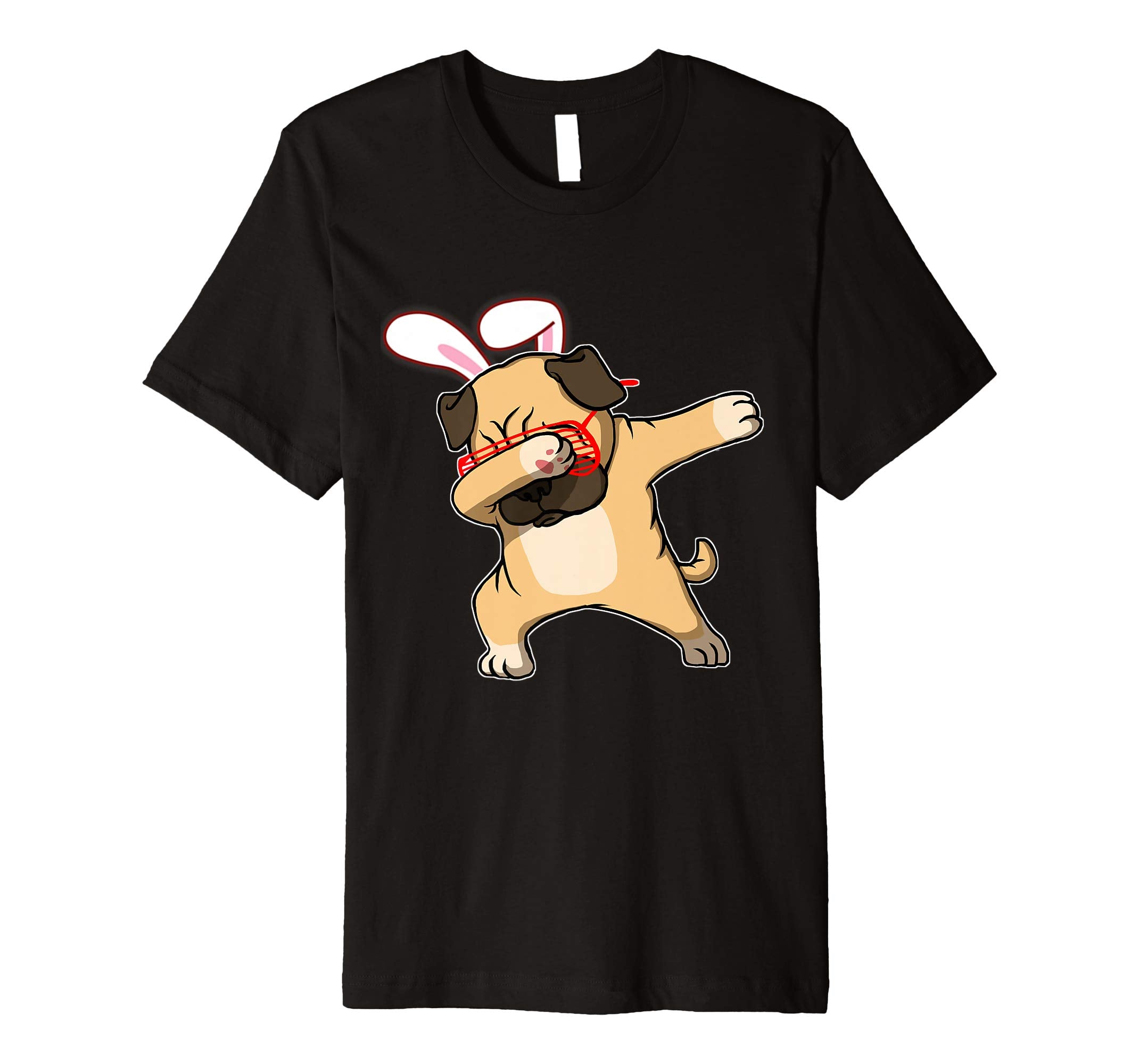 Easter Bunny Dabbing Pug Dog Tshirt Rabbit Ears Animal Gift
