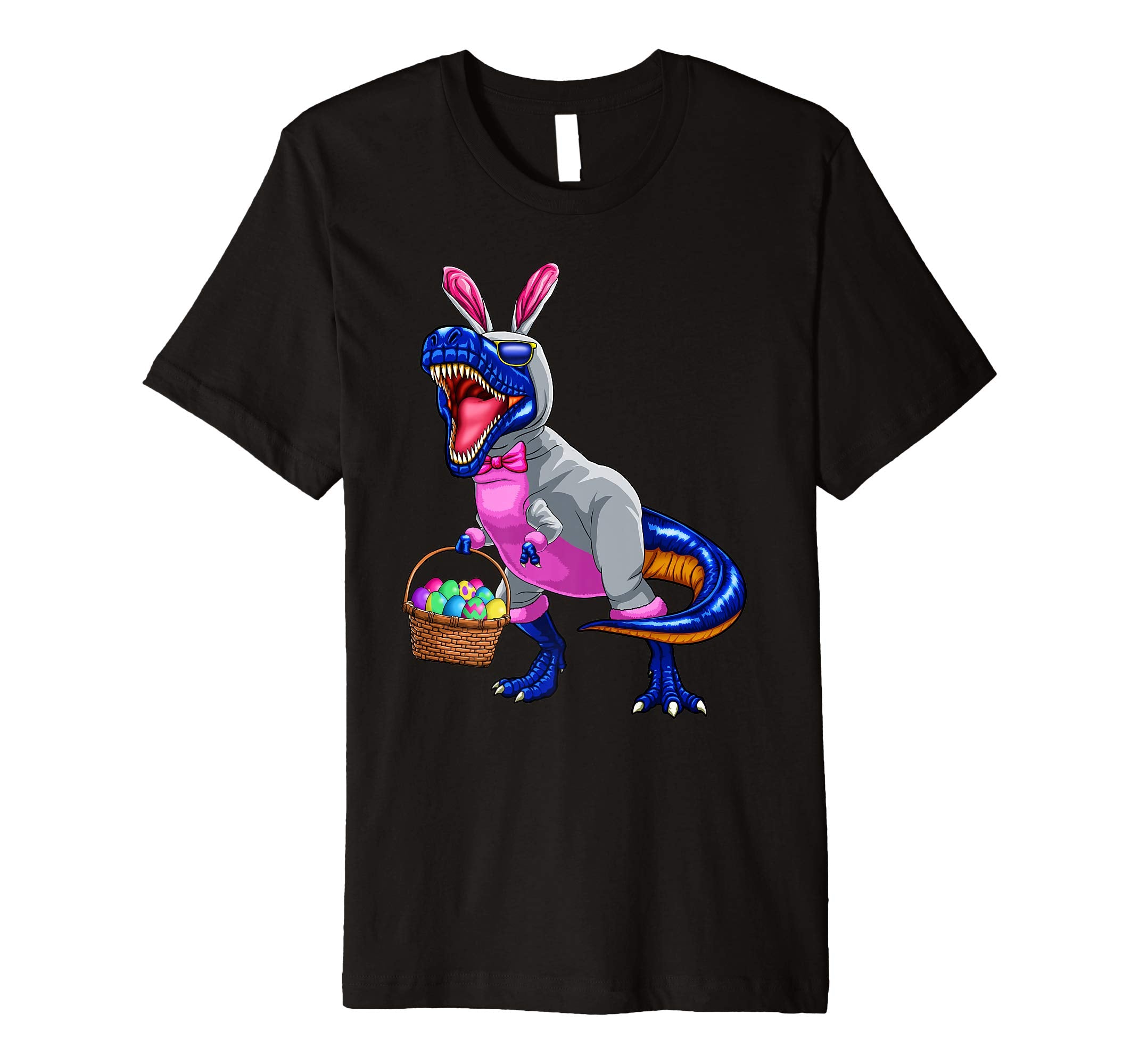 Easter T Rex Dinosaur Shirt Kids Boys Bunny Basket Eggs