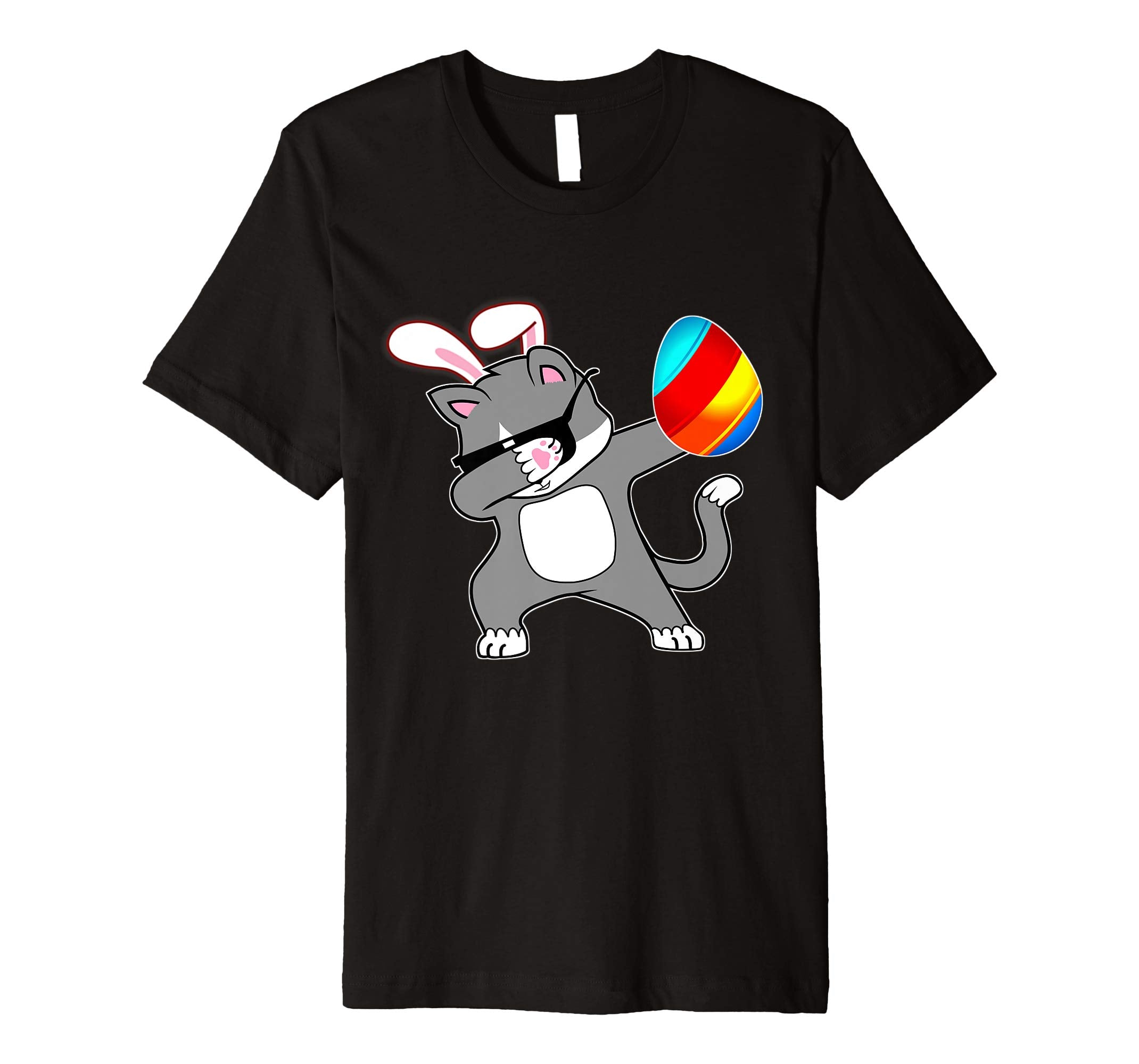 Easter Bunny Dabbing Kitty Cat Tshirt Egg Ears Animal Gift