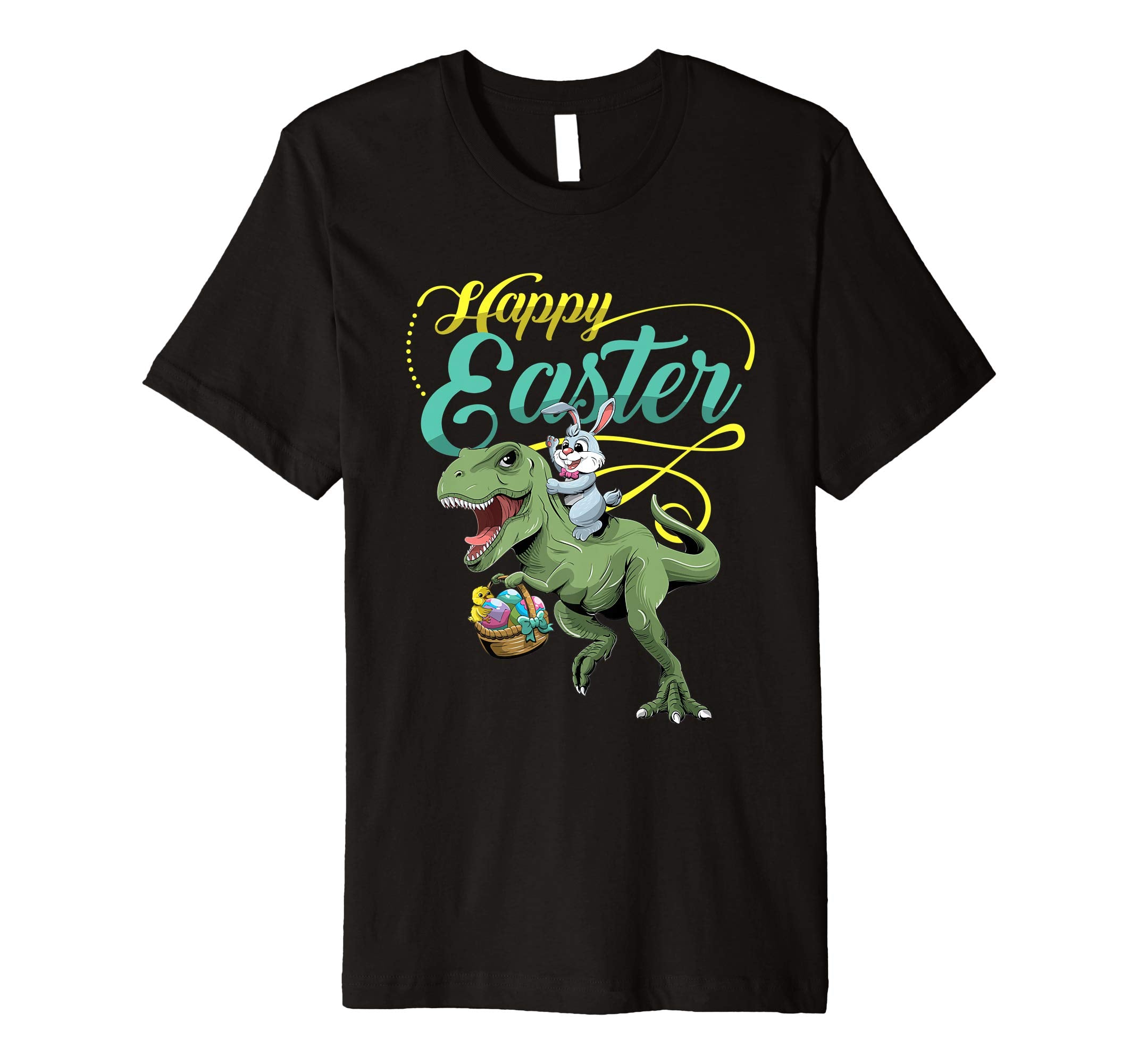 Easter T Shirt for Kids with Cool Bunny and T-rex Egg Hunt