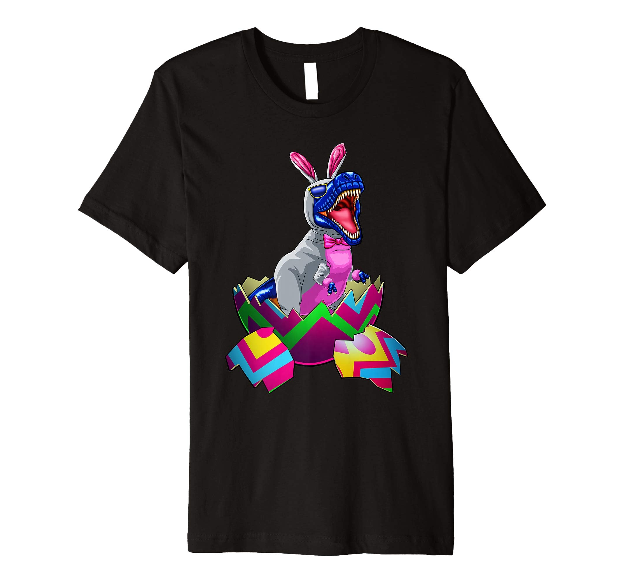 Easter T Rex Dinosaur Shirt Kids Boys Bunny Basket Eggs