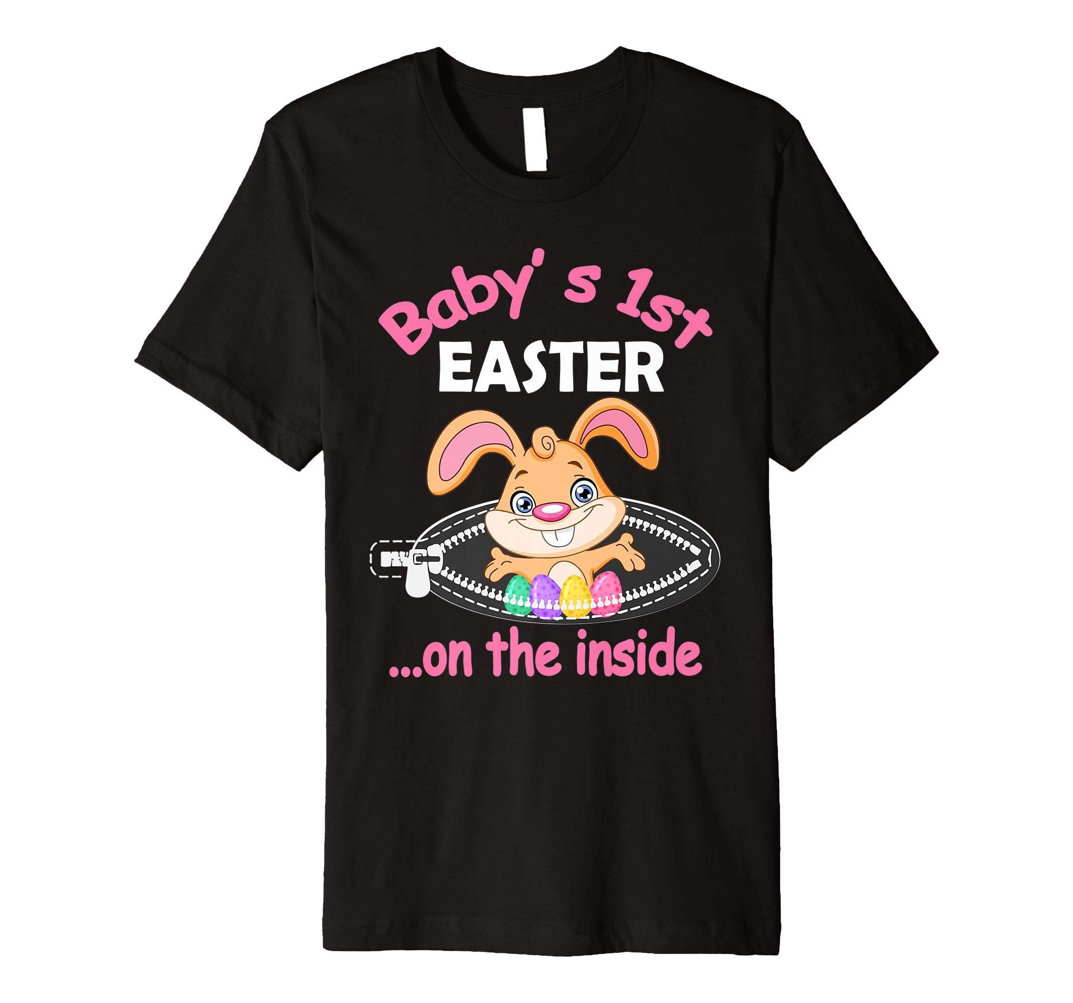 Pregnant Bunny &amp; Eggs Baby's 1st Easter On The Inside Shirt
