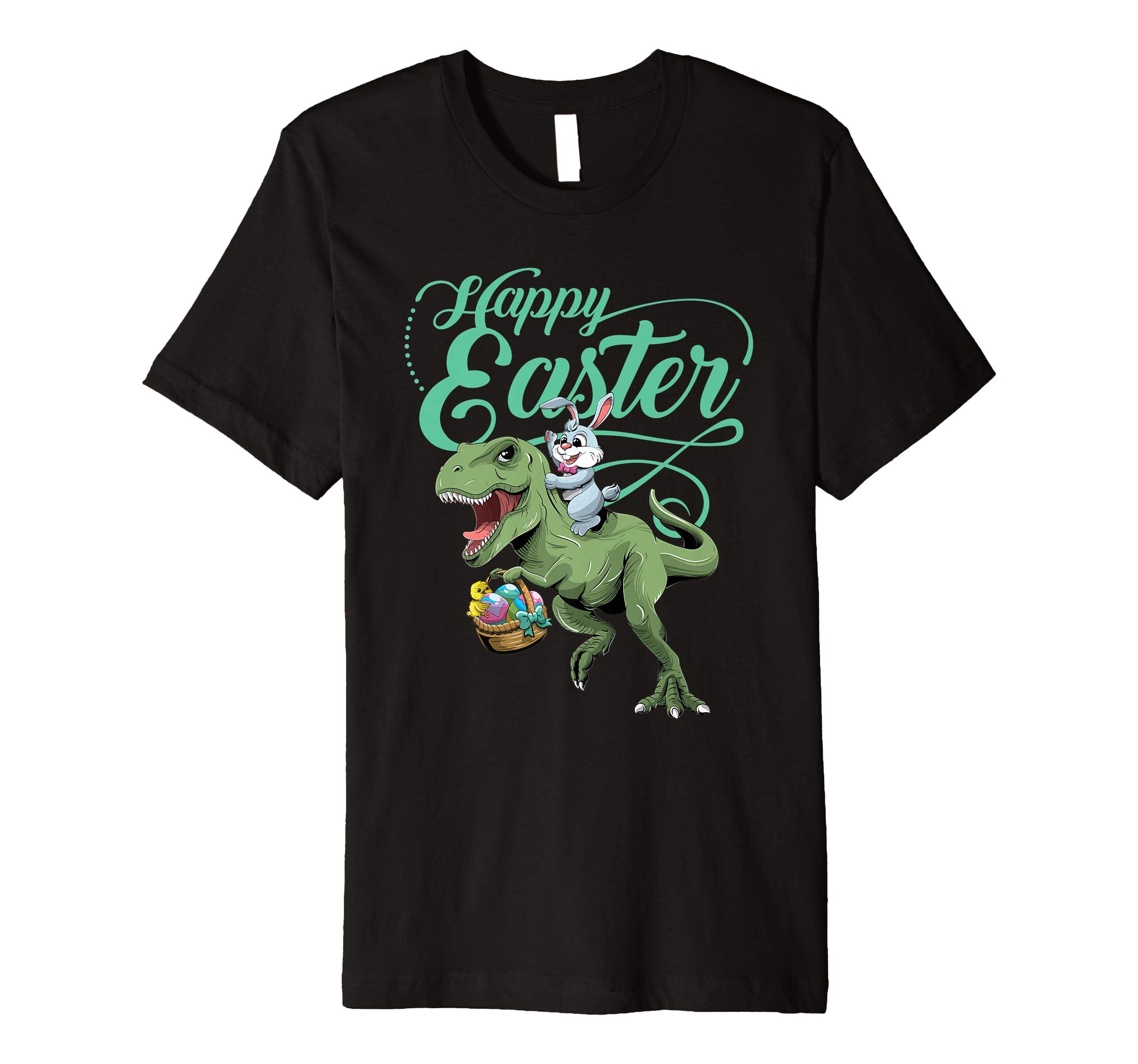 Easter T Shirt for Kids with Cool Bunny and T-rex Egg Hunt