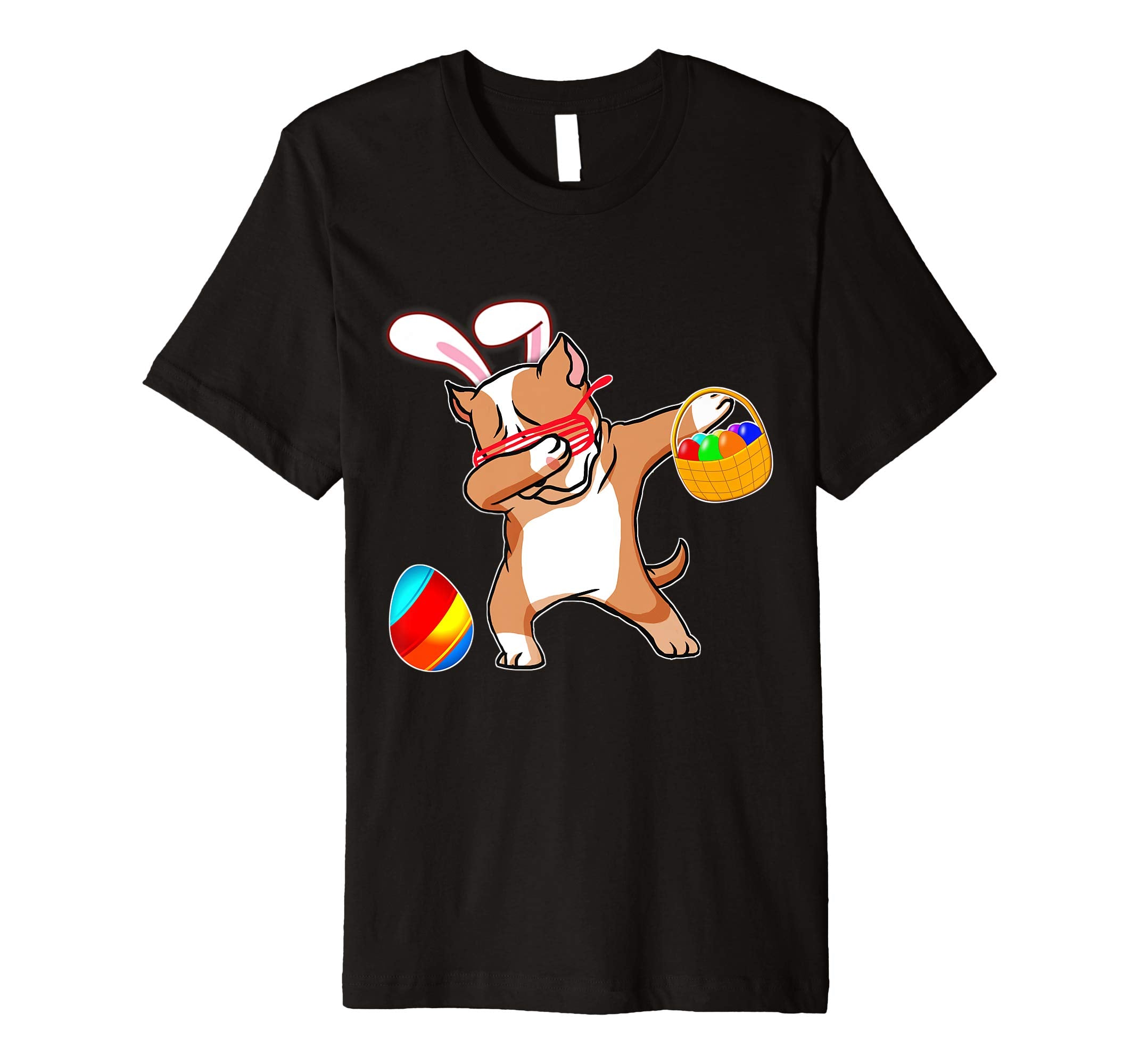 Easter Bunny Dabbing Pitbull Dog Tshirt Easter Egg Basket
