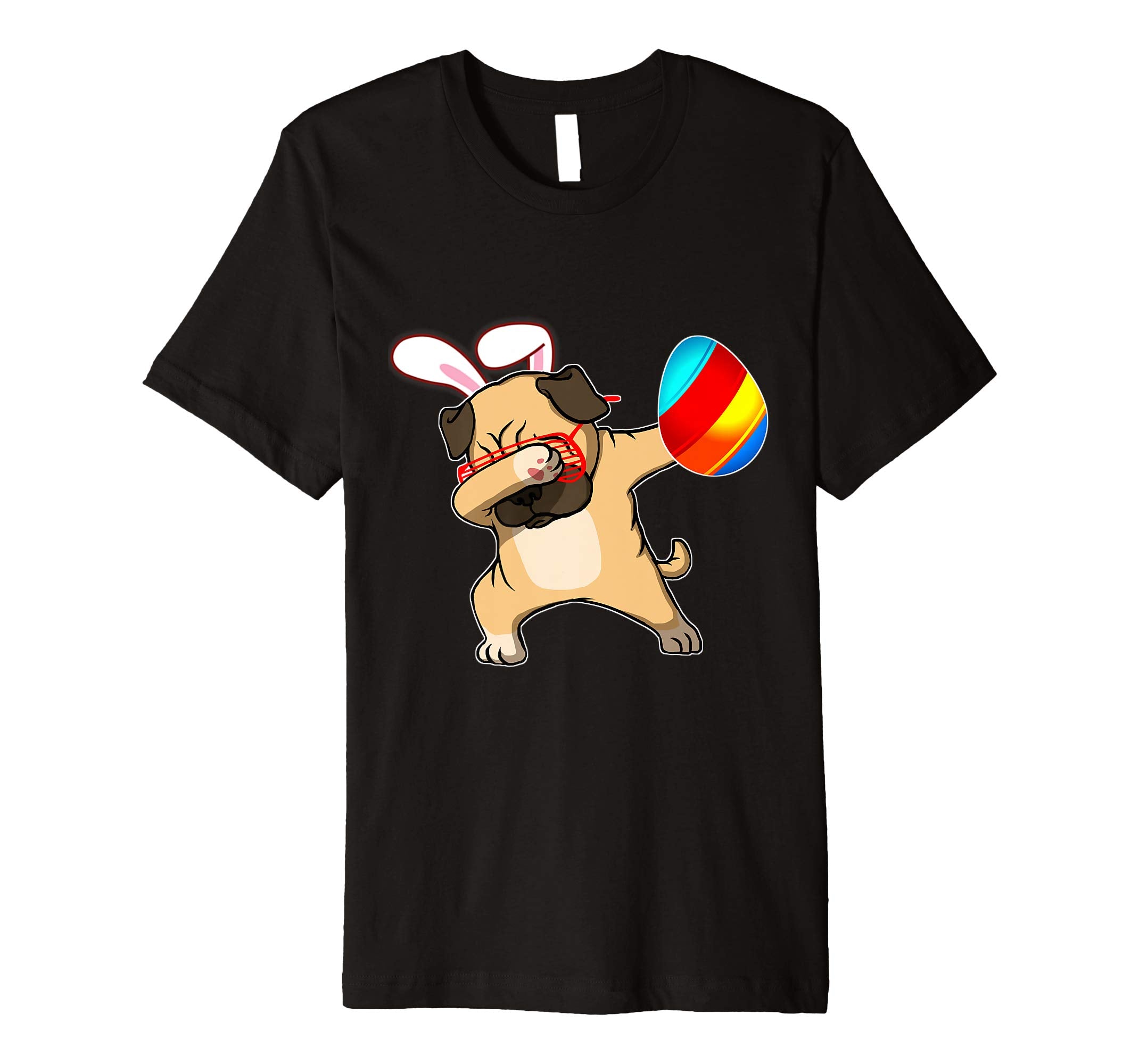 Easter Bunny Dabbing Pug Dog Tshirt Egg Ears Animal Gift