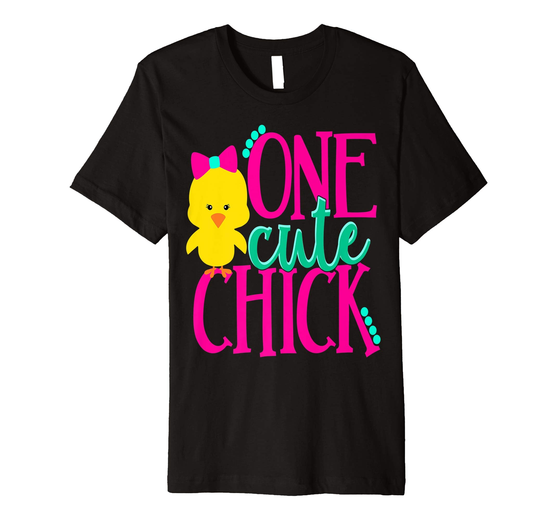 Girls Easter Shirt Kids One Cute Chick Spring Pink School