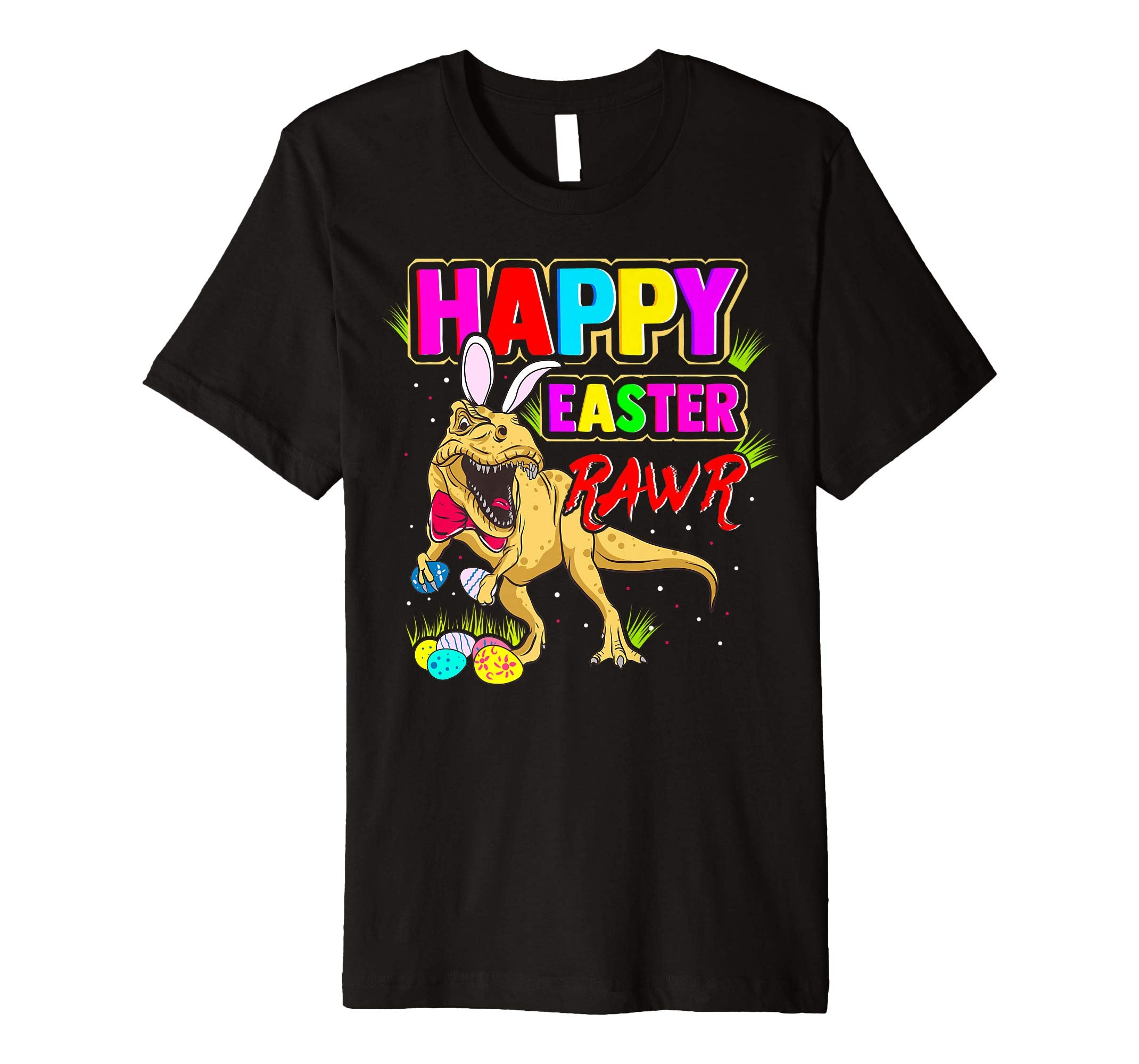 T-Rex Dinosaur Easter Bunny Shirt Kids School Eggs Rawr
