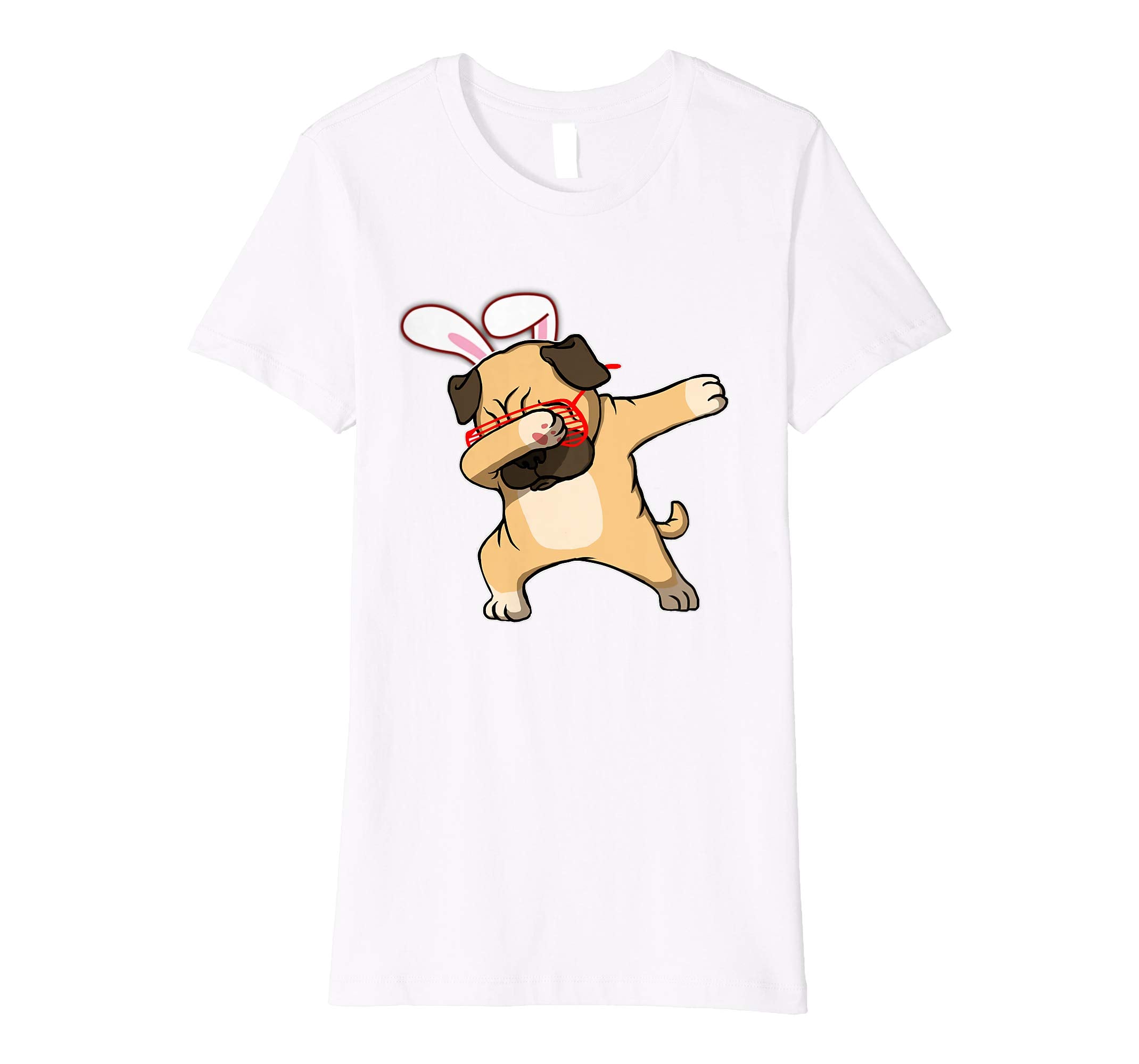 Easter Bunny Dabbing Pug Dog Tshirt Rabbit Ears Animal Gift