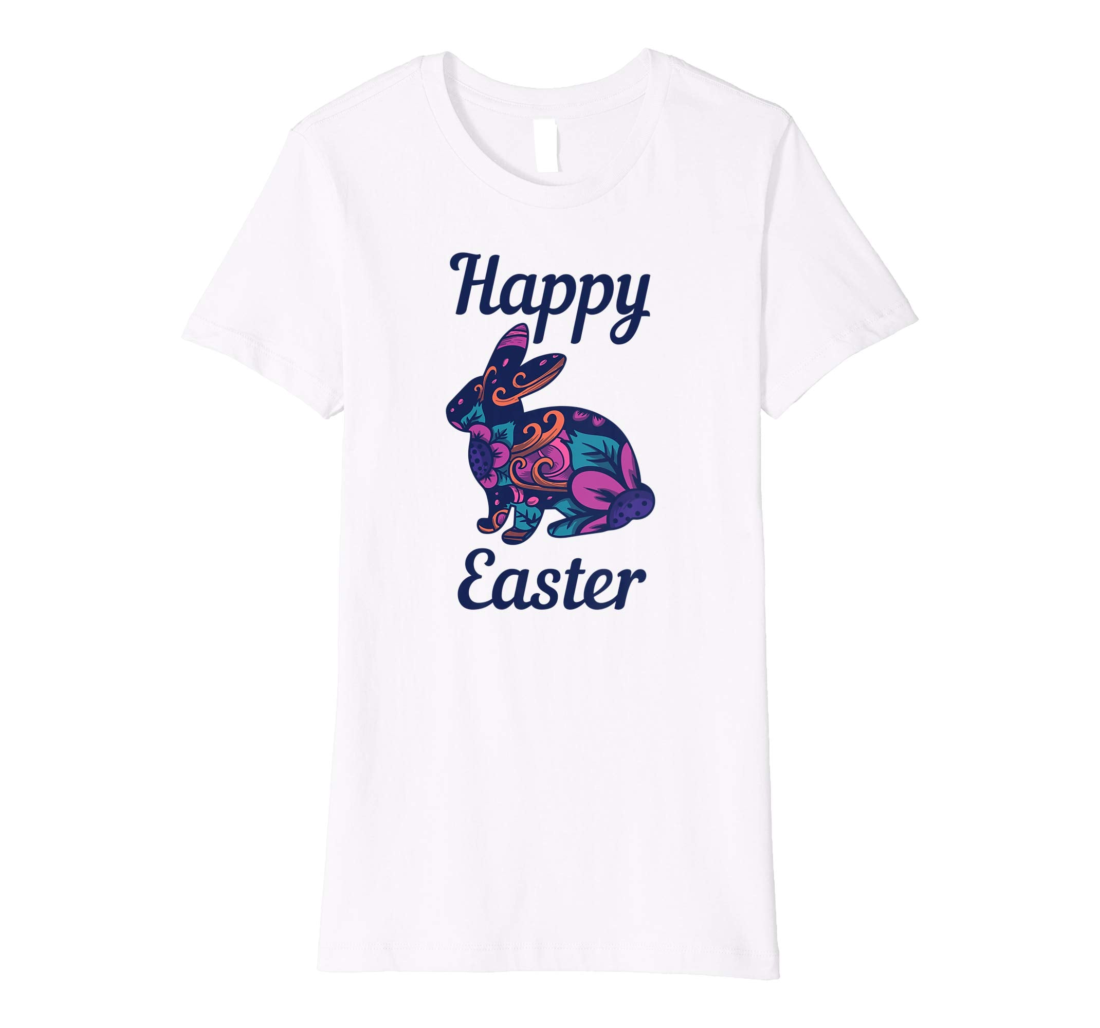 Easter T Shirt with Cute Bunny and Purple Flowers