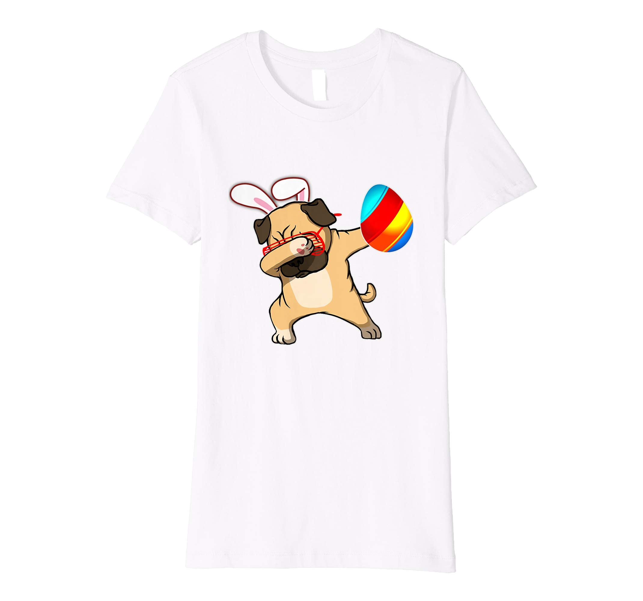 Easter Bunny Dabbing Pug Dog Tshirt Egg Ears Animal Gift