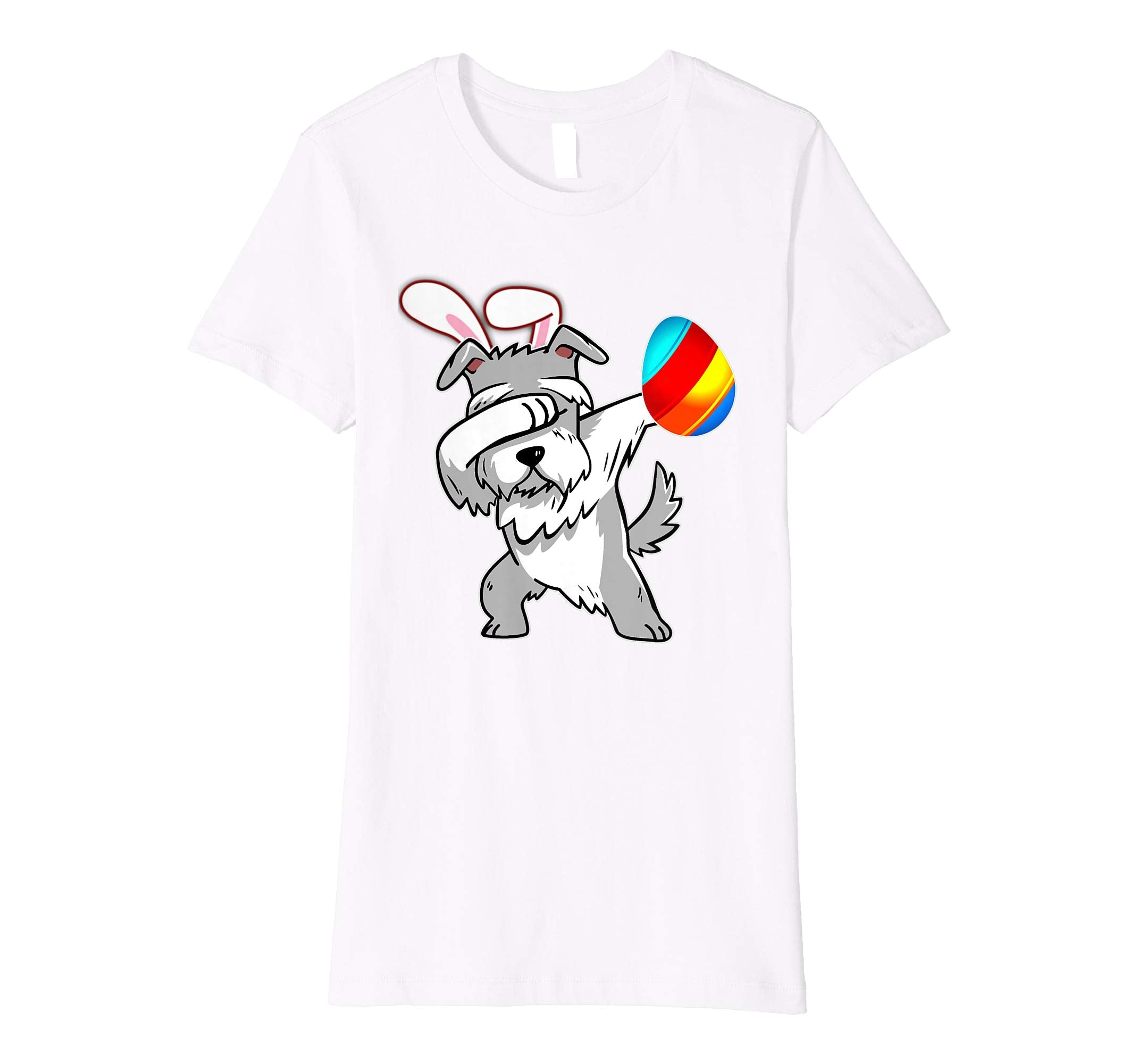 Easter Bunny Dabbing Schnauzer Dog Tshirt Egg Ears Gift