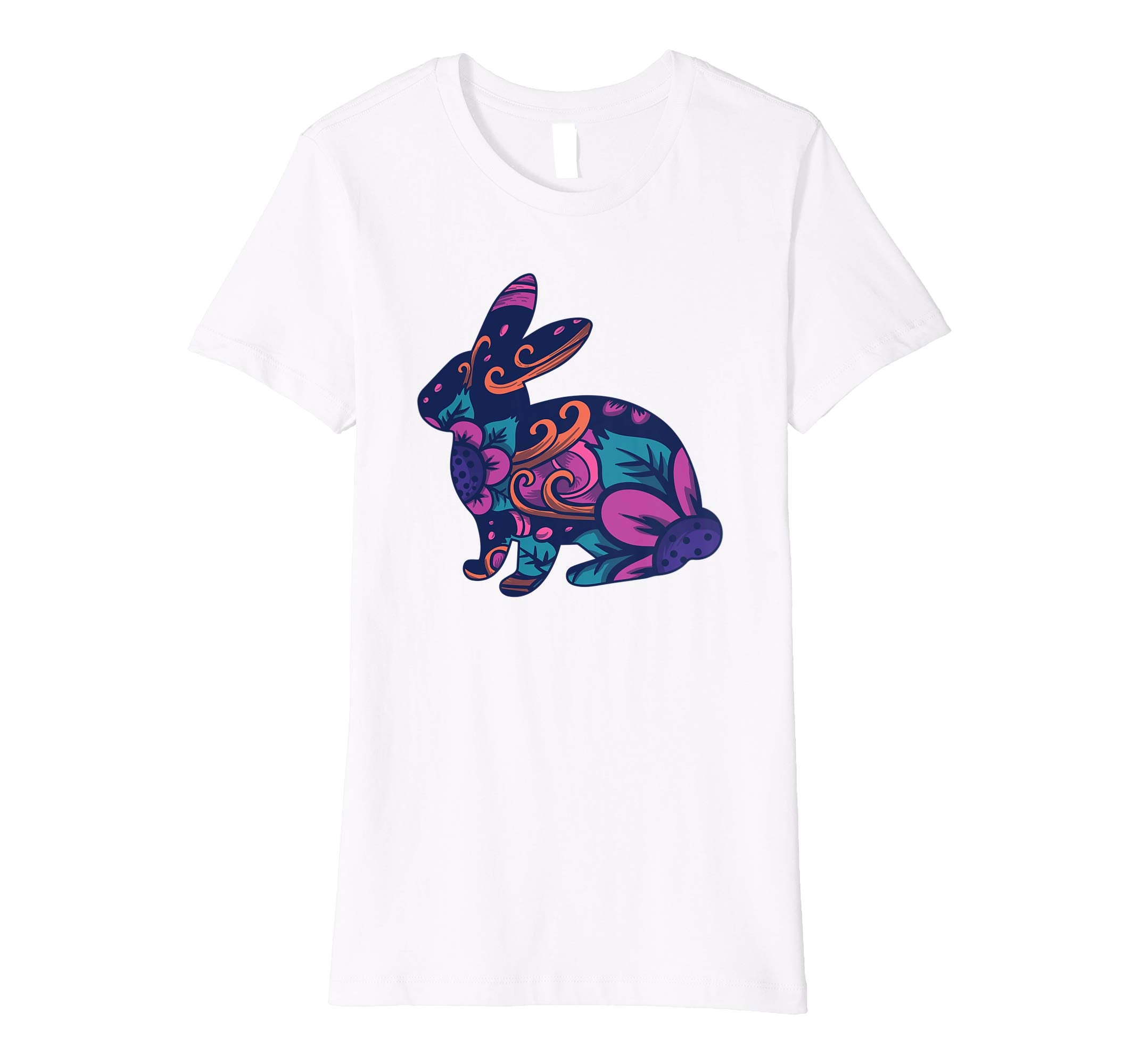 Easter T Shirt with Cute Bunny and Purple Flowers