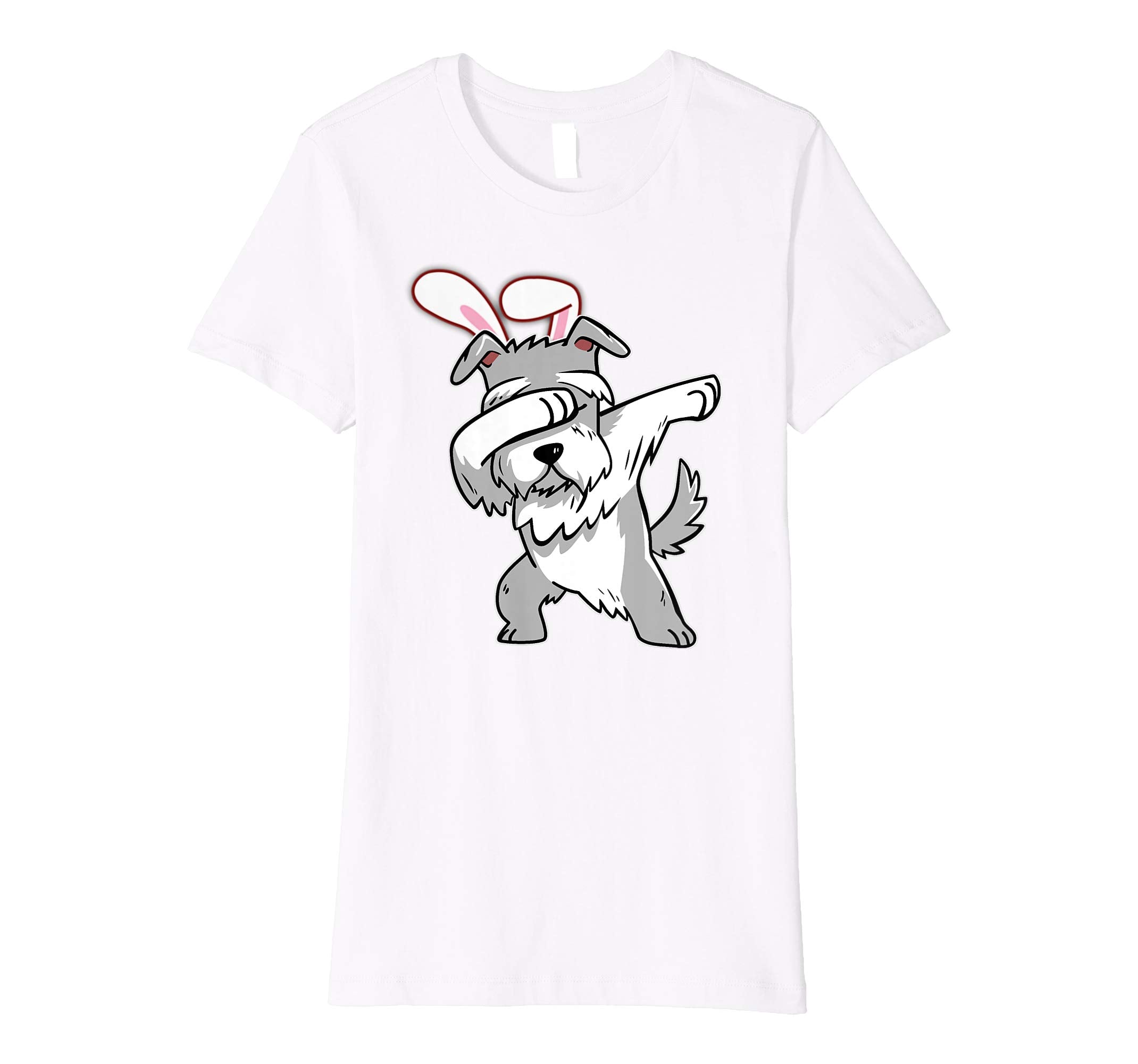 Easter Bunny Dabbing Schnauzer Dog Tshirt Rabbit Ears Gift