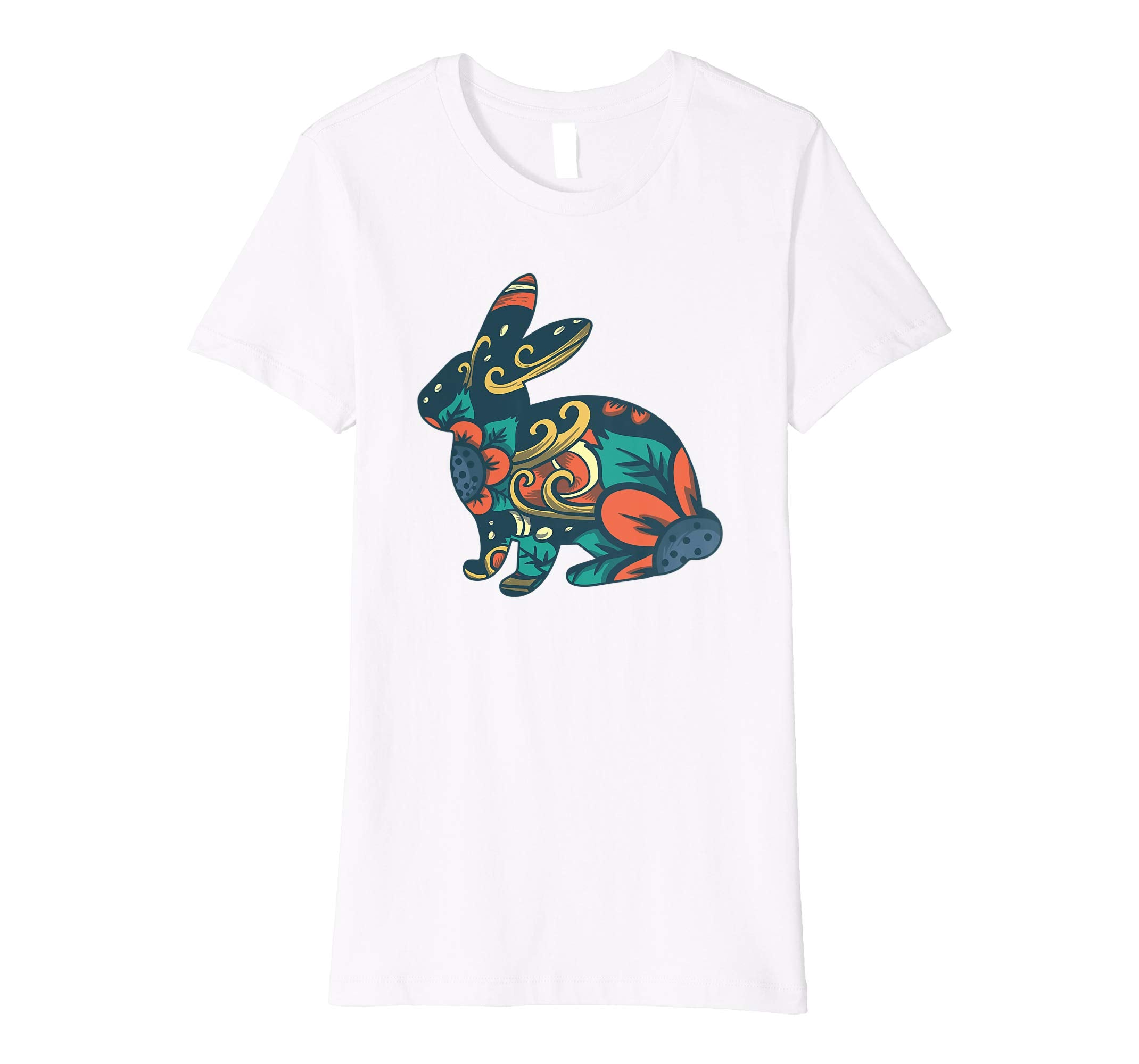 Easter T Shirt with Cute Bunny and Orange Flowers