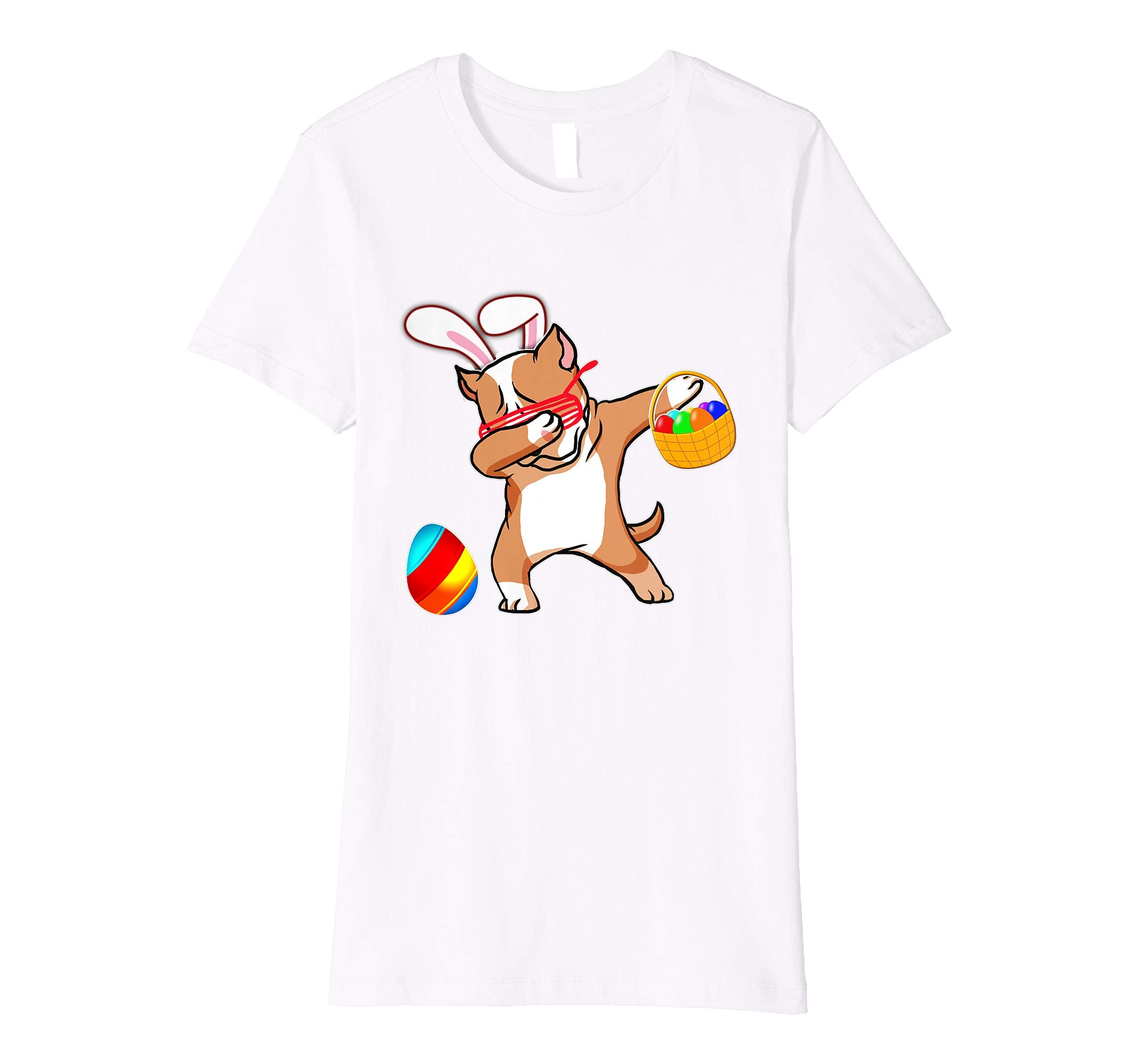 Easter Bunny Dabbing Pitbull Dog Tshirt Easter Egg Basket