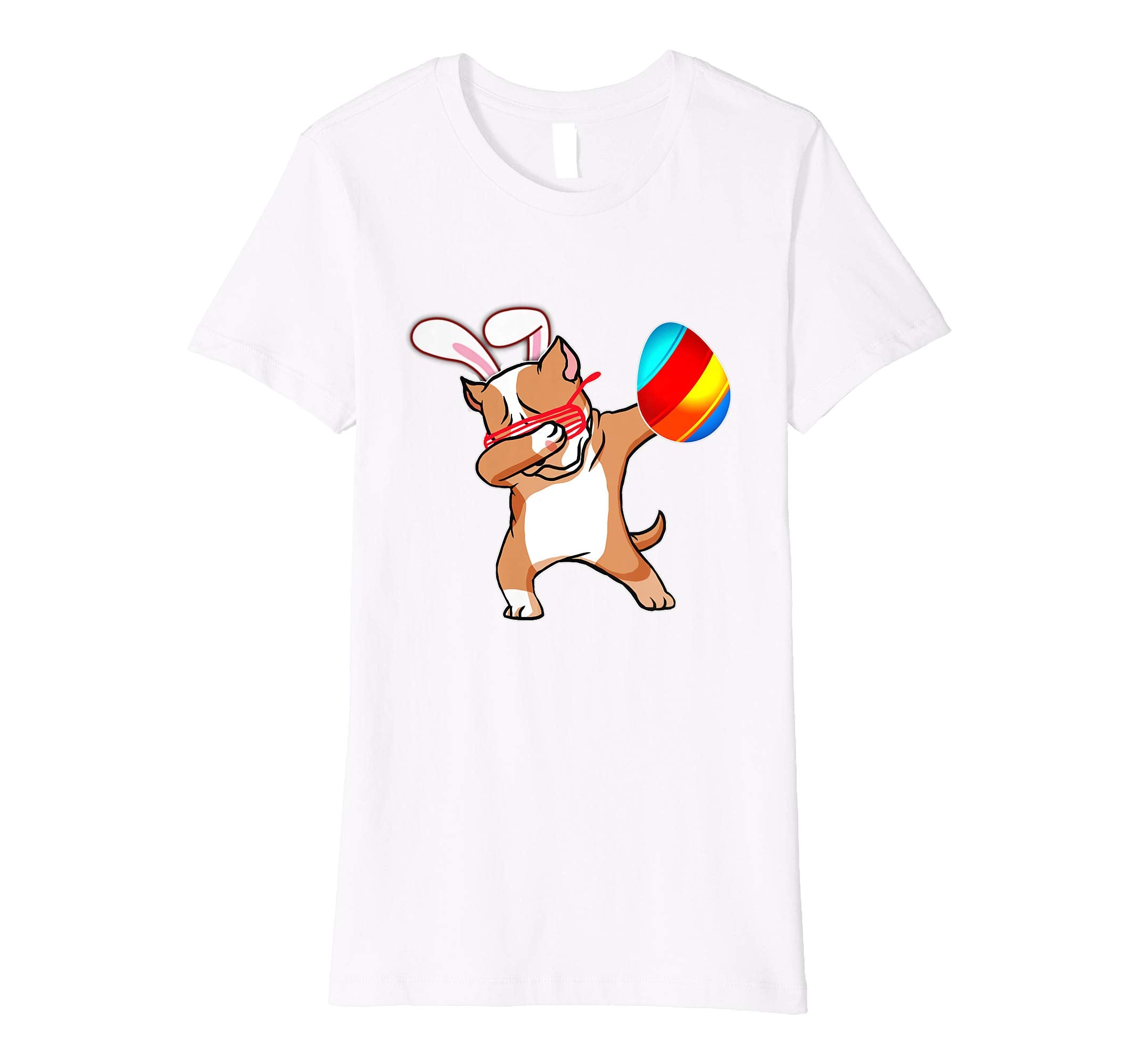 Easter Bunny Dabbing Pitbull Dog Tshirt Egg Ears Animal Gift