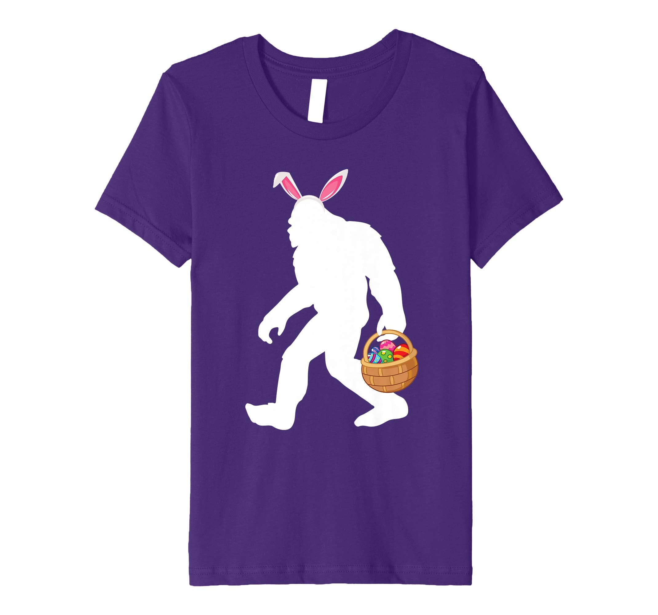 Bigfoot Bunny Face And Easter Eggs Basket Happy Easter Shirt