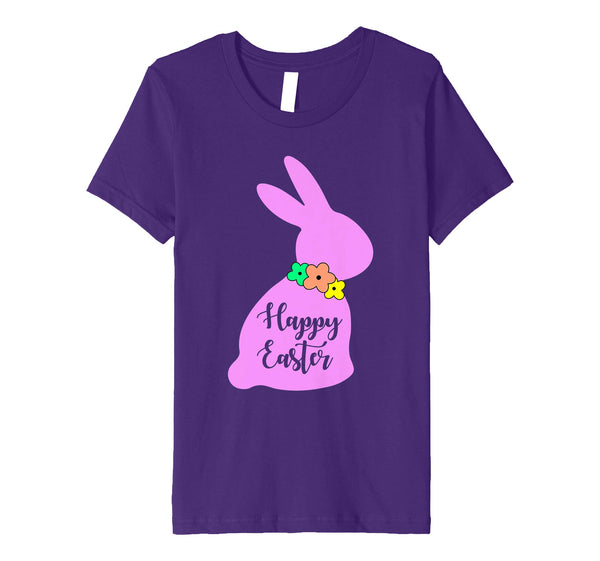 Happy Easter Bunny Silhouette Bow Boys Girls Kids T Shirt